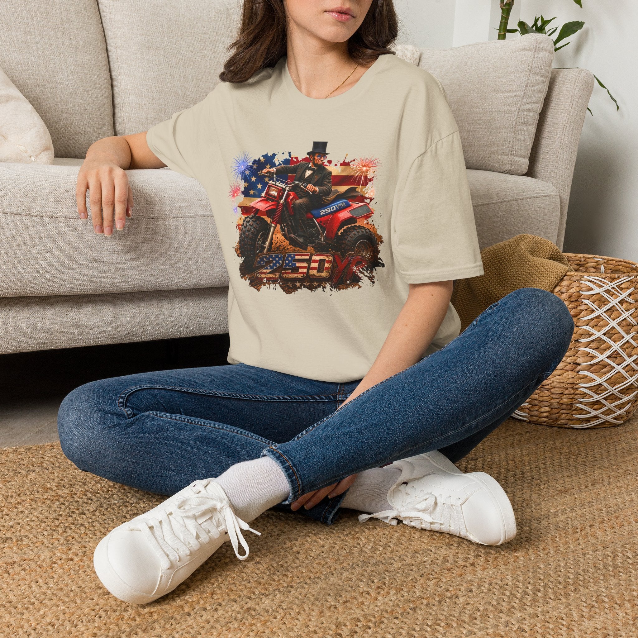 Patriotic Lincoln Riding ATV T-Shirt — 4th of July Veteran Americana Tee