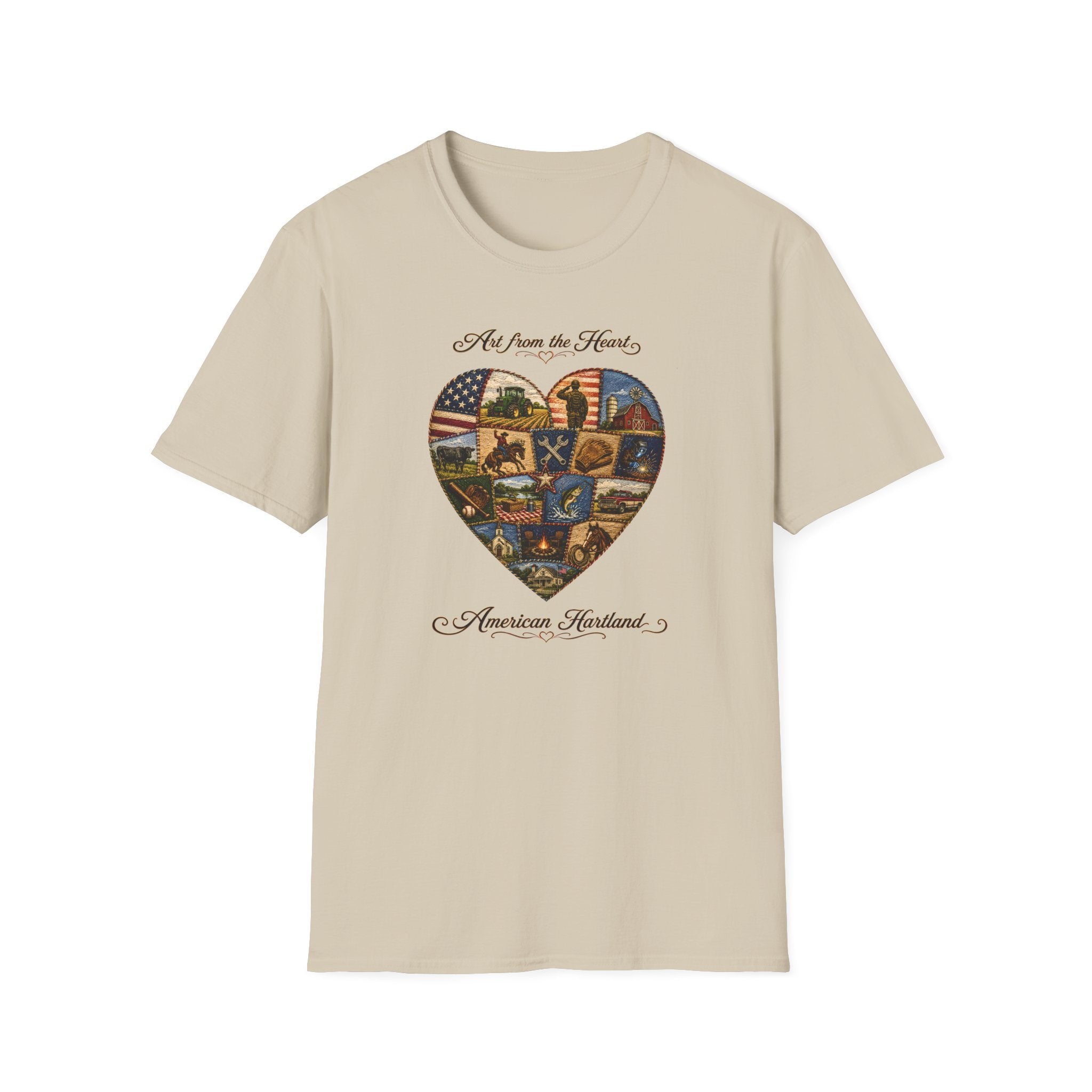 T-Shirt — "Art from the Heart, An American Heartland" Heart Collage Patriotic Tee