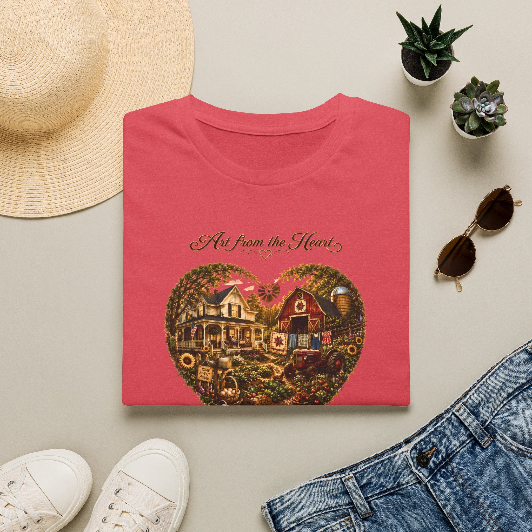 Heartland Farm Heart Graphic T-Shirt — "Art from the Heart" Rustic Cottage Tee