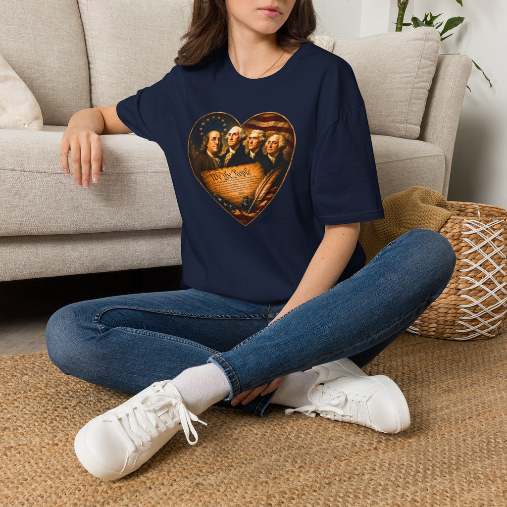 Patriotic Founding Fathers Heart T-Shirt — We the People Constitution Design