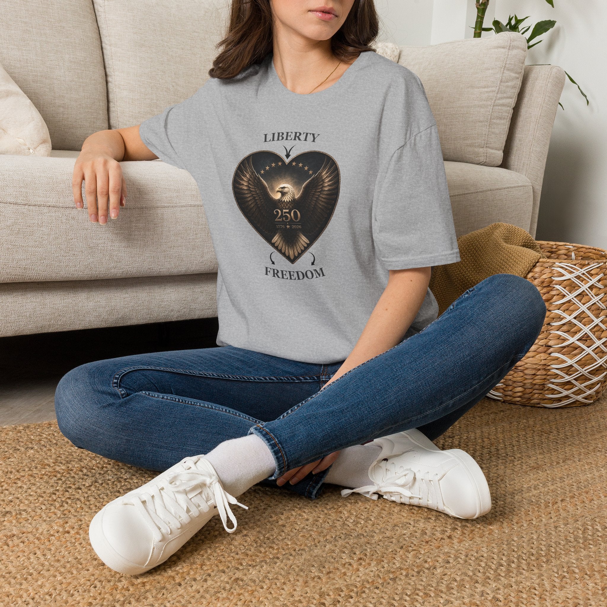 Liberty Heart Eagle T-Shirt — "Liberty 250" Patriotic Freedom Tee
