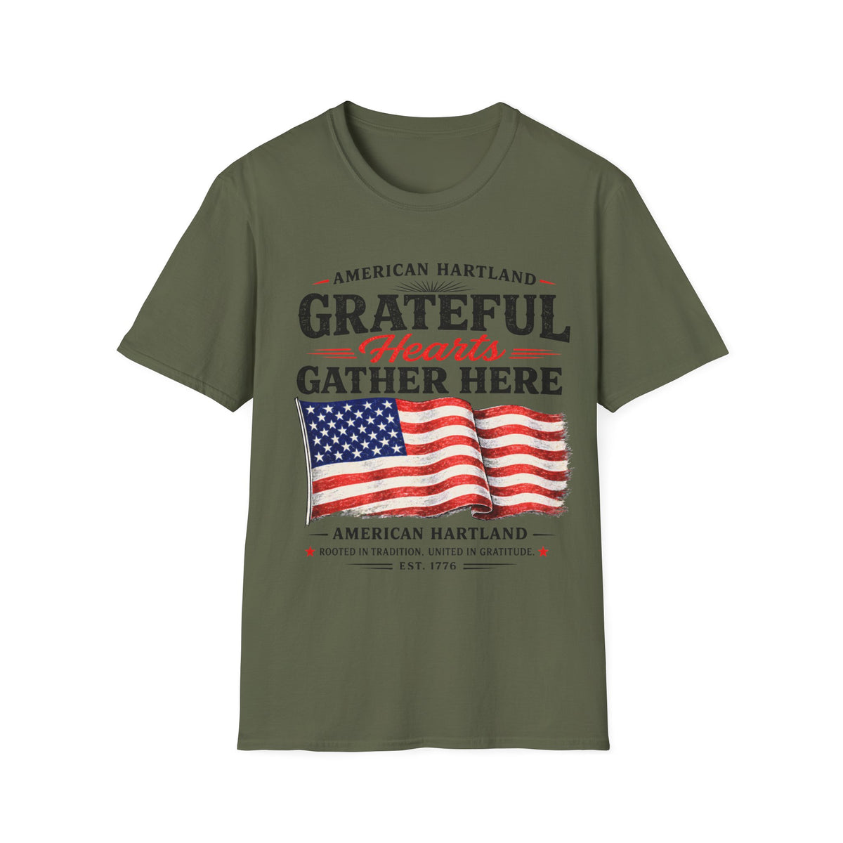 Grateful Hearts Gather Here Flag T-Shirt