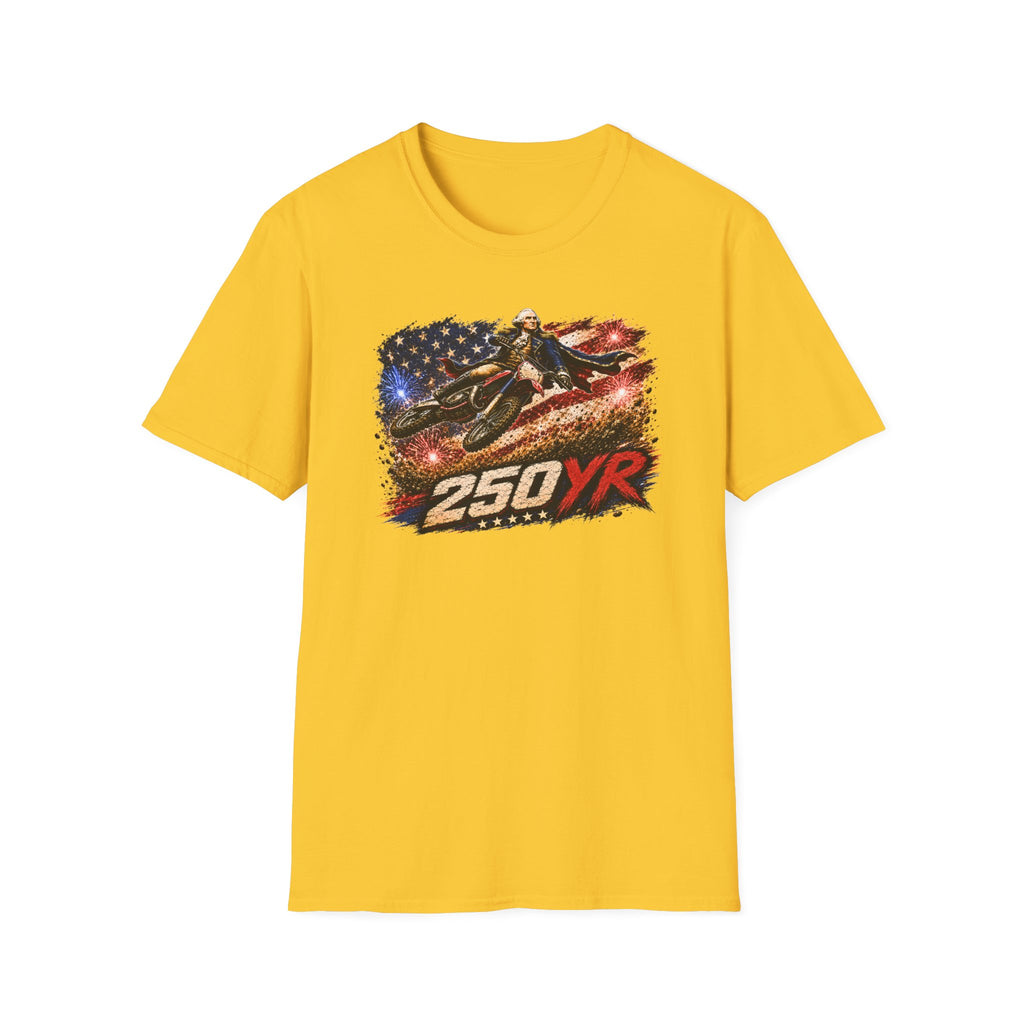 250YR American Flag Motorcycle T‑Shirt — Patriotic Biker Tee