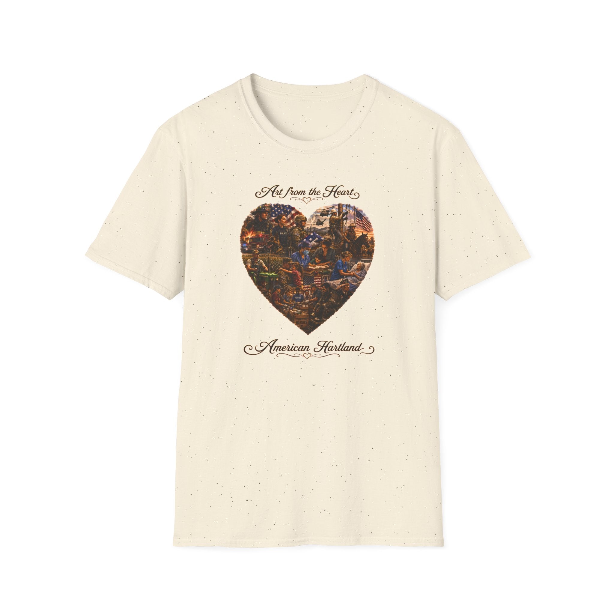 Heart-Shaped Americana Art T-Shirt — "Art from the Heart" Graphic Tee