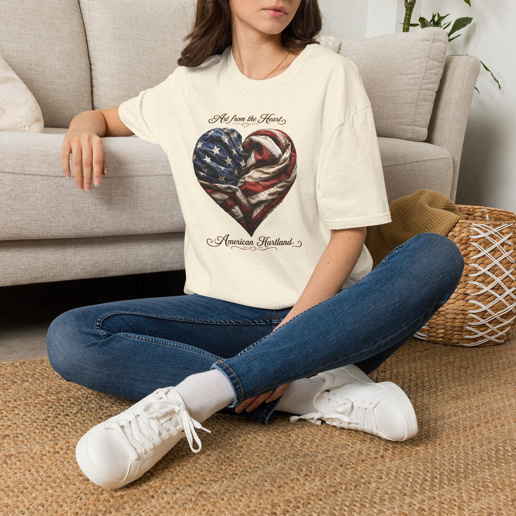 Patriotic Heart T-Shirt — “Art From the Heart” American Flag Tee