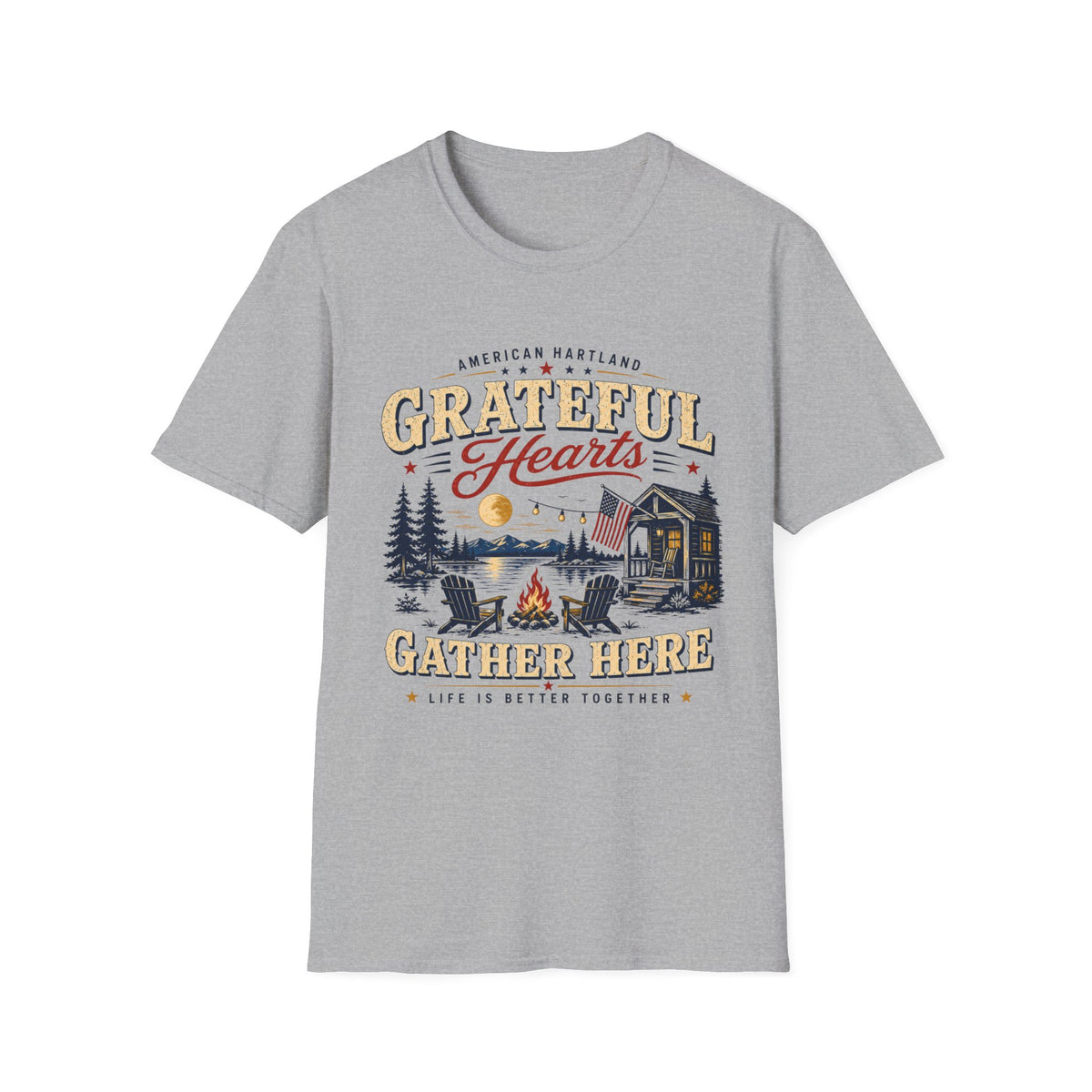 Grateful Hearts gather here Campfire T-Shirt