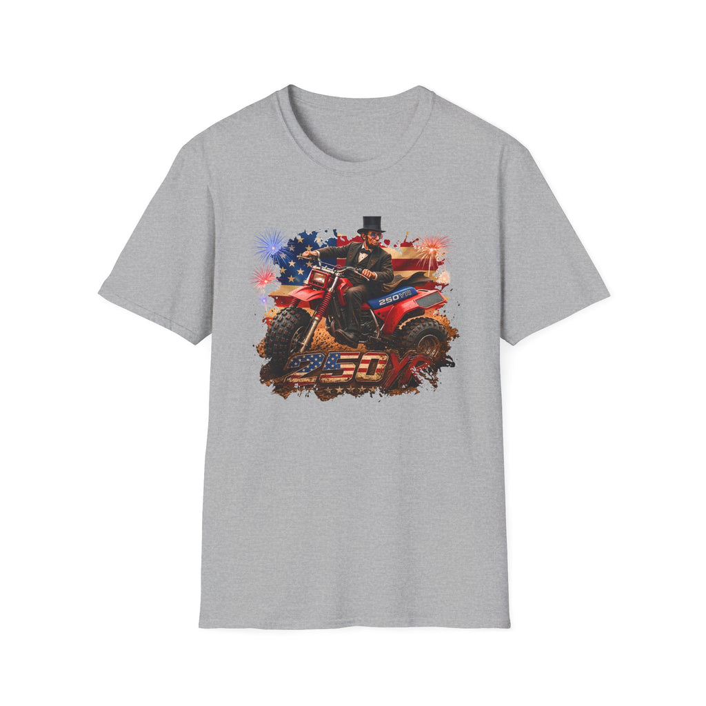 Patriotic Lincoln Riding ATV T-Shirt — 4th of July Veteran Americana Tee