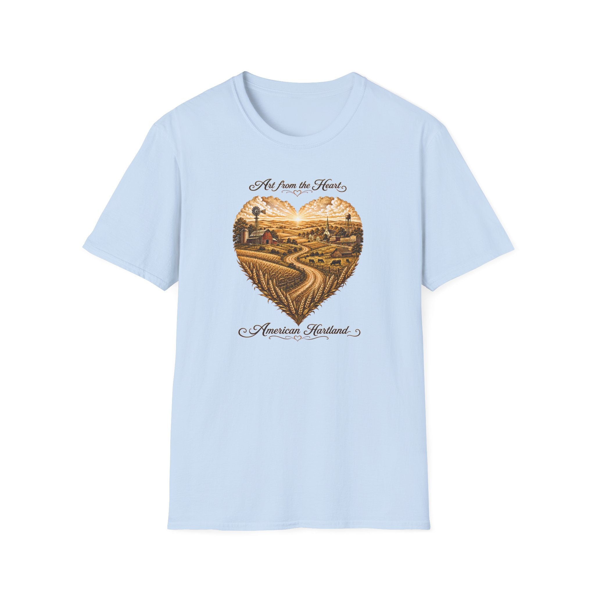 Heartland Farm T-Shirt — "Art from the Heart" Vintage Country Landscape