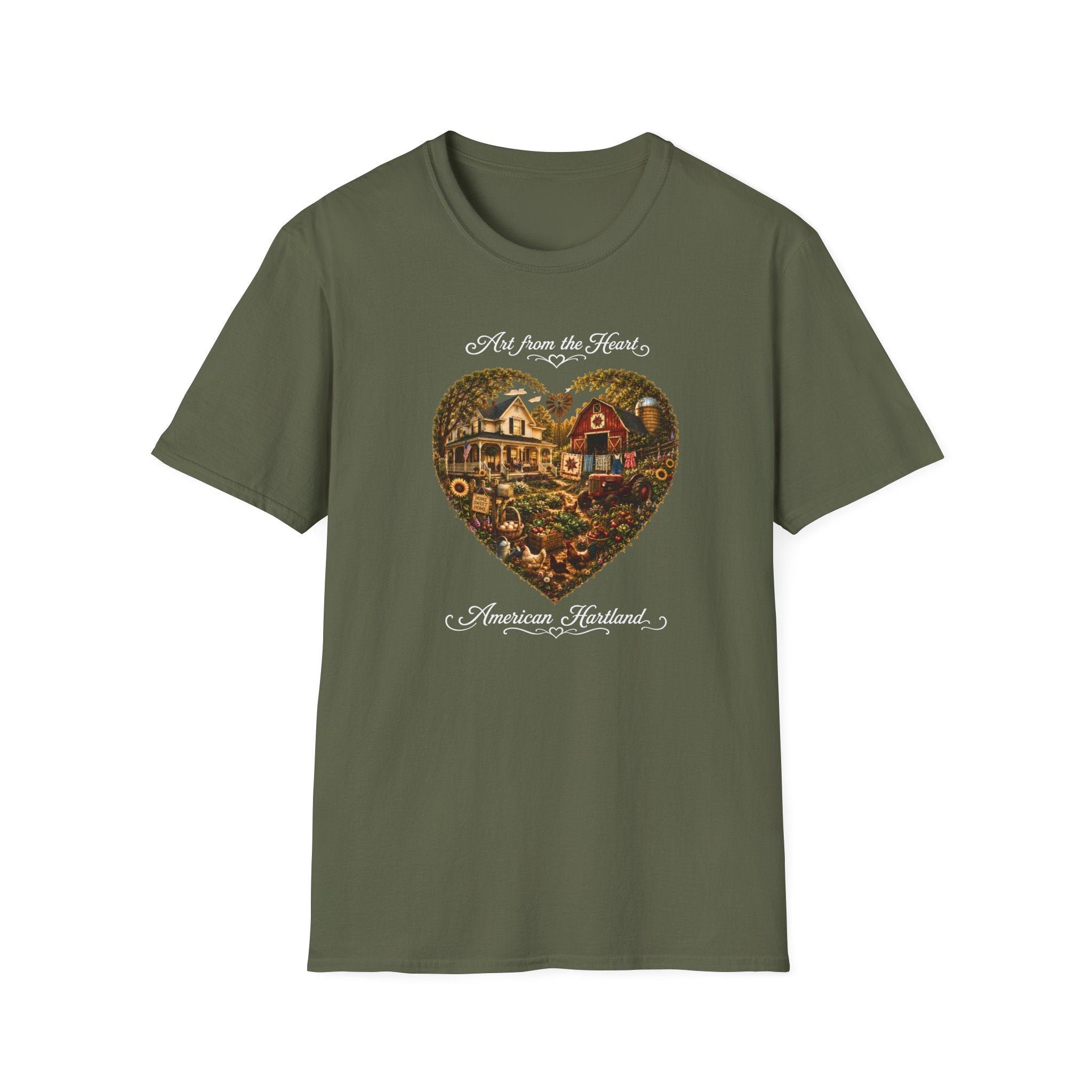 Heartland Farm Heart Graphic T-Shirt — "Art from the Heart" Rustic Cottage Tee