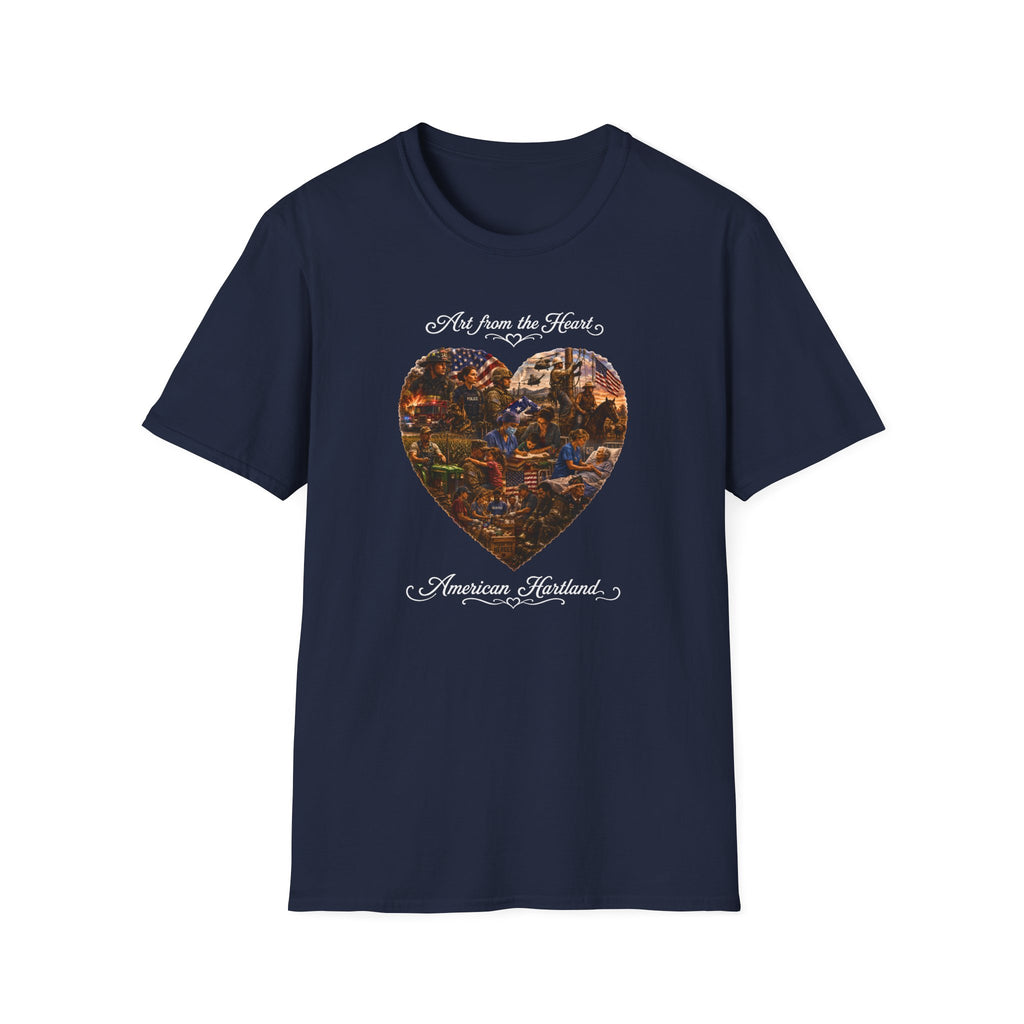 Heart-Shaped Americana Art T-Shirt — "Art from the Heart" Graphic Tee