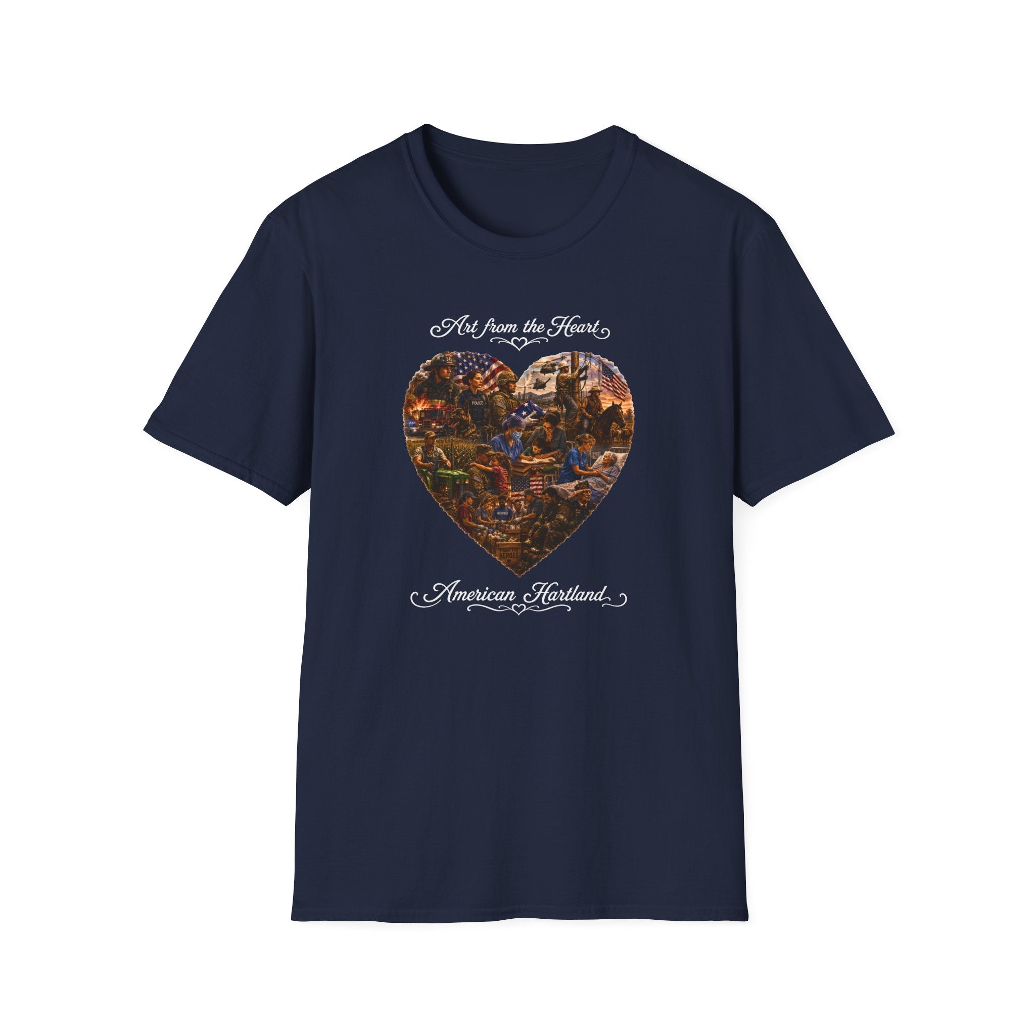 Heart-Shaped Americana Art T-Shirt — "Art from the Heart" Graphic Tee
