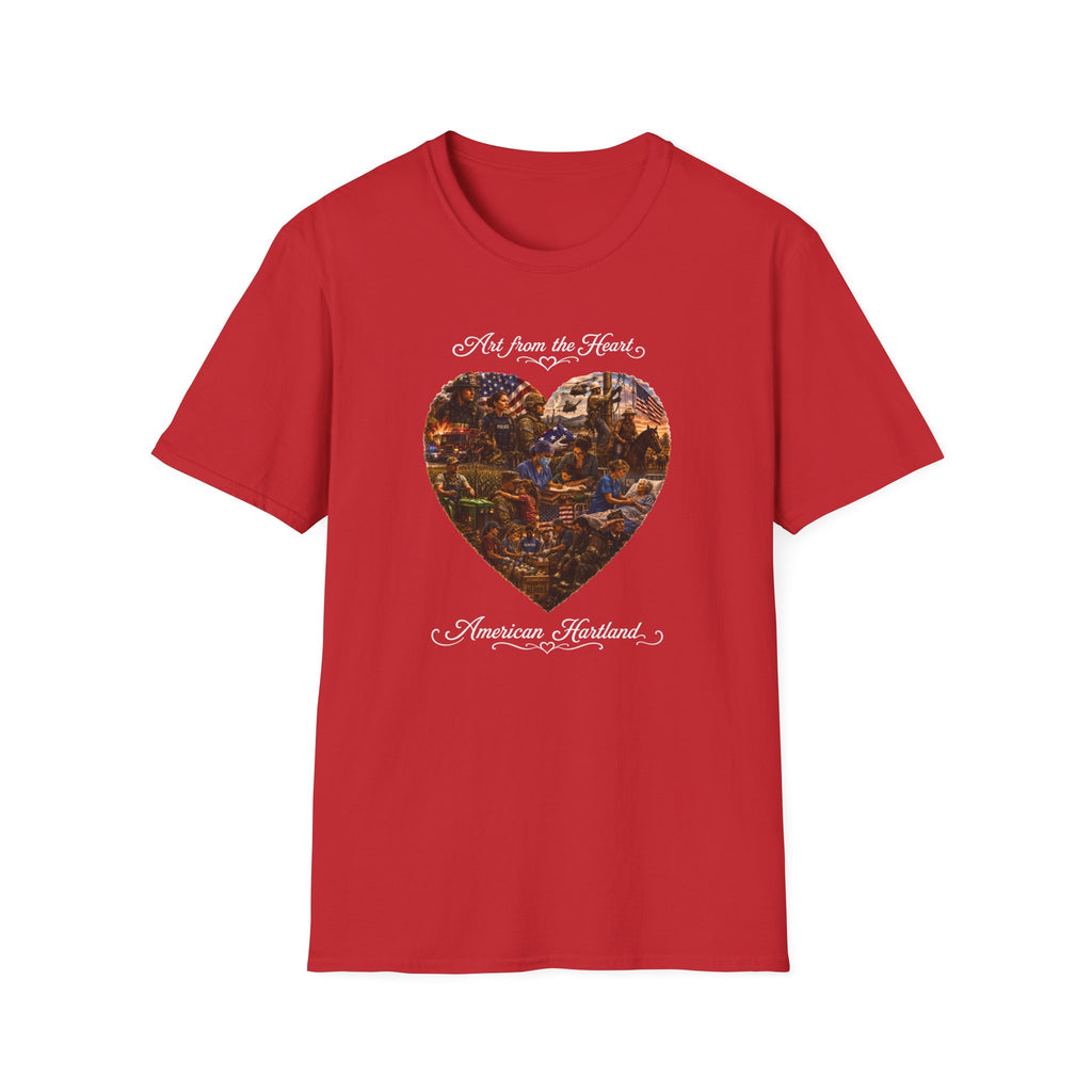 Heart-Shaped Americana Art T-Shirt — "Art from the Heart" Graphic Tee