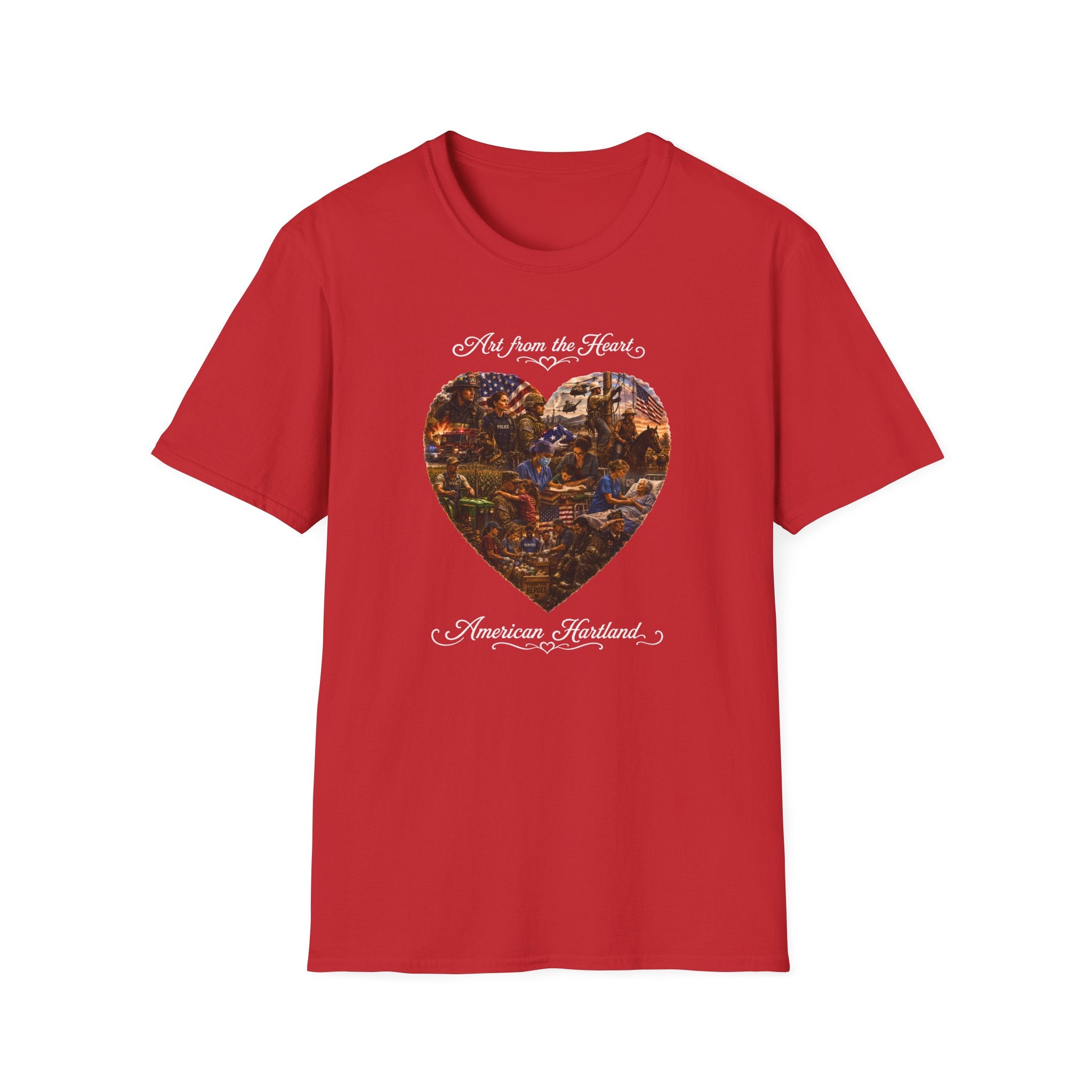 Heart-Shaped Americana Art T-Shirt — "Art from the Heart" Graphic Tee
