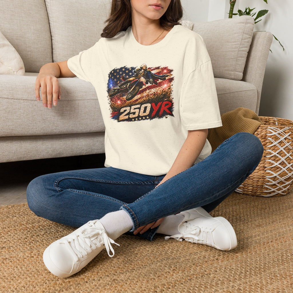 250YR American Flag Motorcycle T‑Shirt — Patriotic Biker Tee