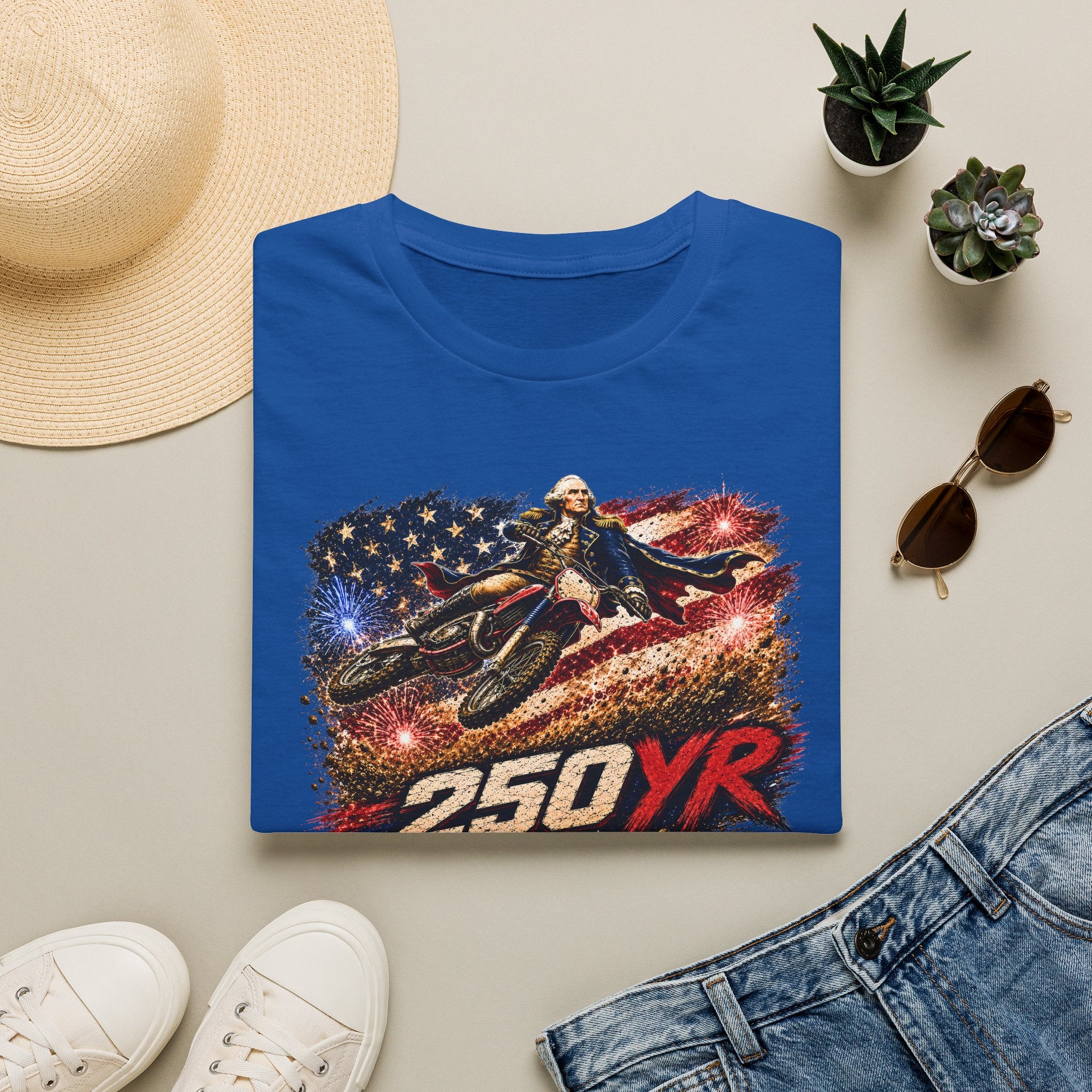250YR American Flag Motorcycle T‑Shirt — Patriotic Biker Tee