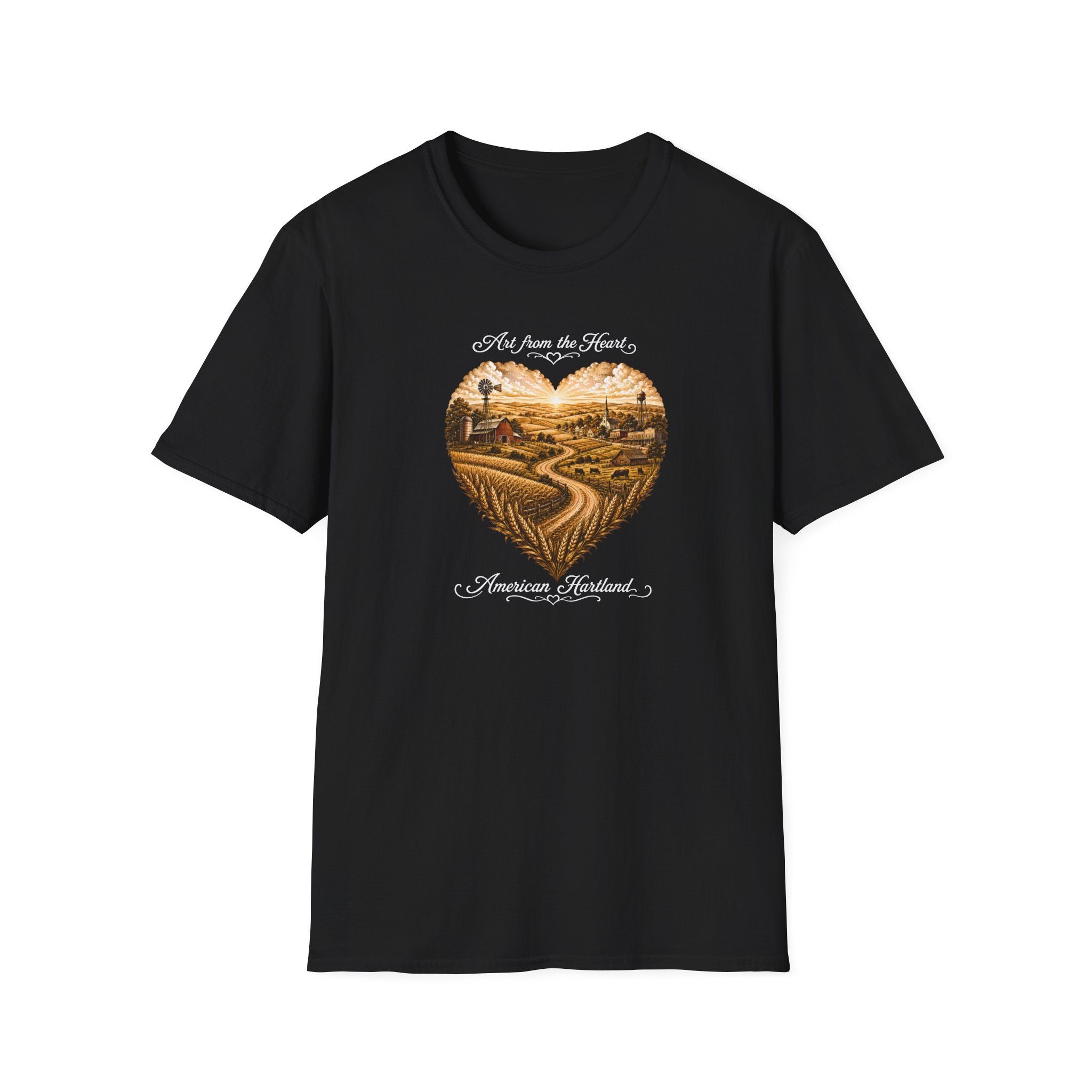 Heartland Farm T-Shirt — "Art from the Heart" Vintage Country Landscape
