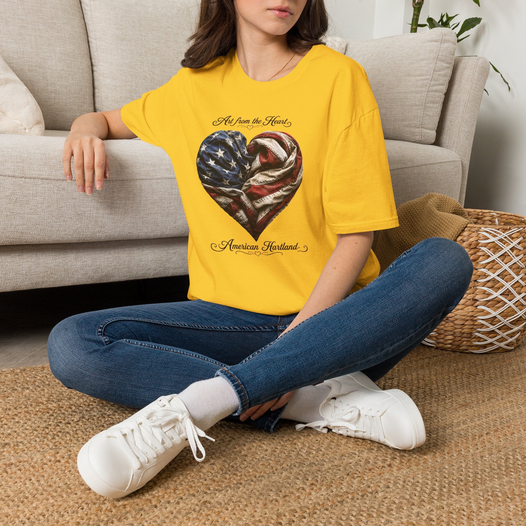 Patriotic Heart T-Shirt — “Art From the Heart” American Flag Tee