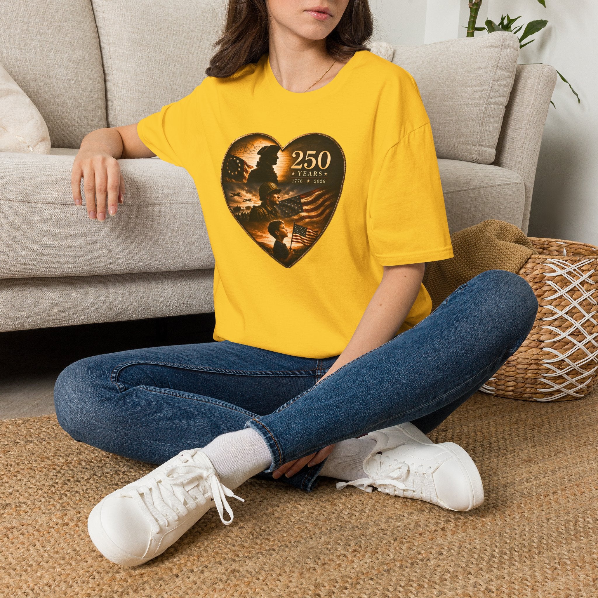 250 Years Heart American Flag T-Shirt — Patriotic 1776–2026 Commemorative Tee