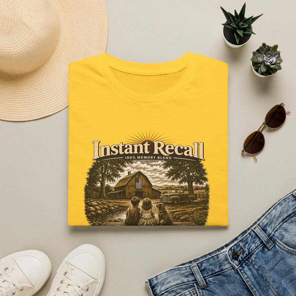 Instant Recall Vintage Barn T-Shirt — 'Just Add Heart' Nostalgic Farm Tee