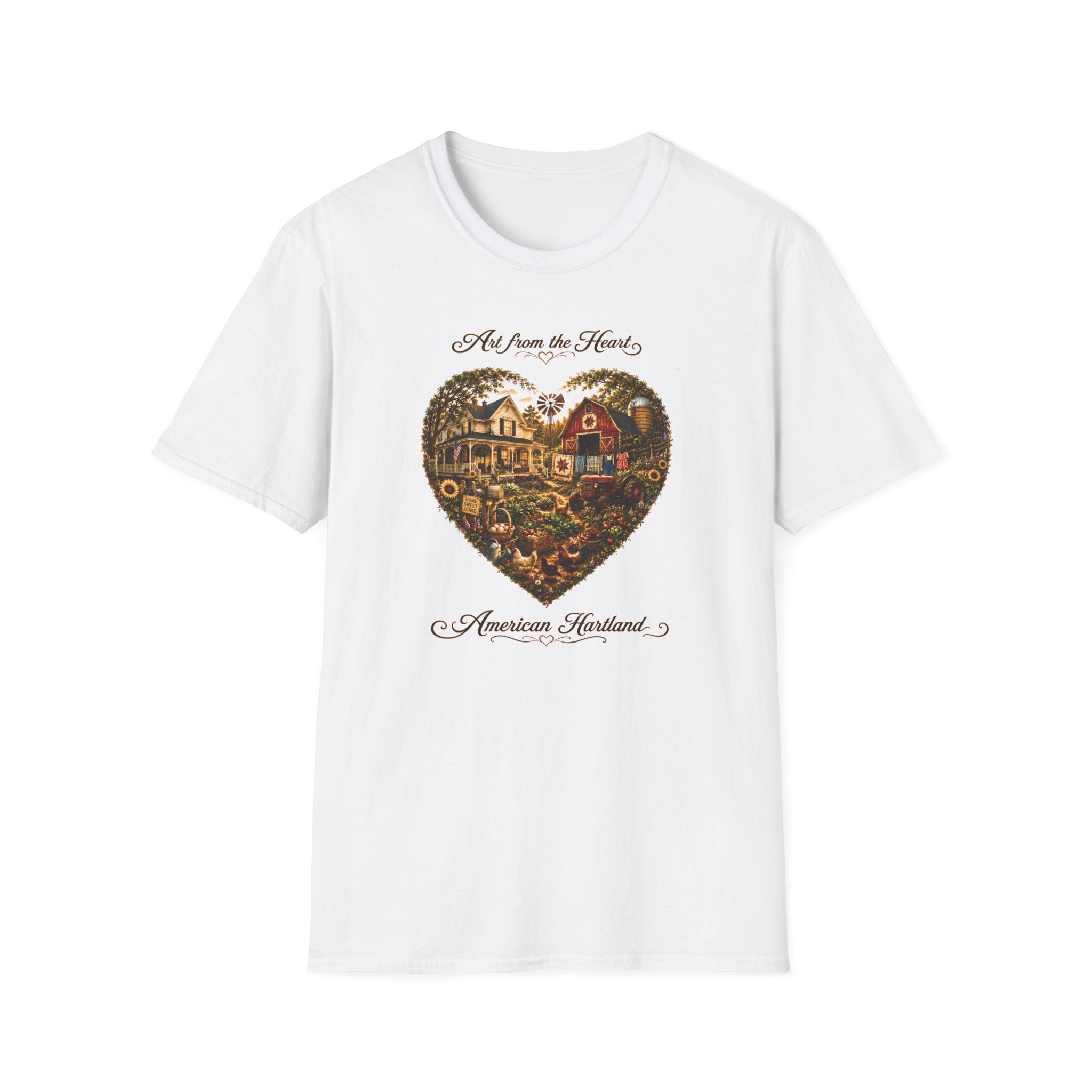 Heartland Farm Heart Graphic T-Shirt — "Art from the Heart" Rustic Cottage Tee