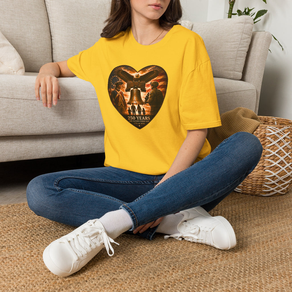 Liberty Heart T‑Shirt — Patriotic Eagle & Liberty Bell Design
