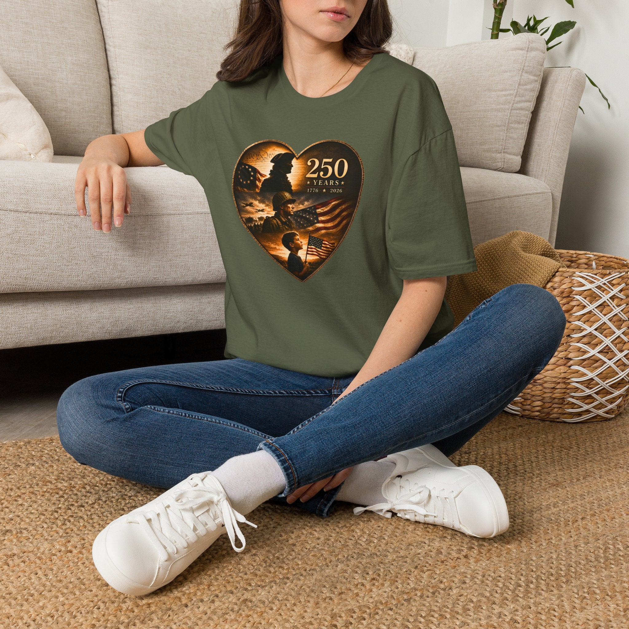250 Years Heart American Flag T-Shirt — Patriotic 1776–2026 Commemorative Tee