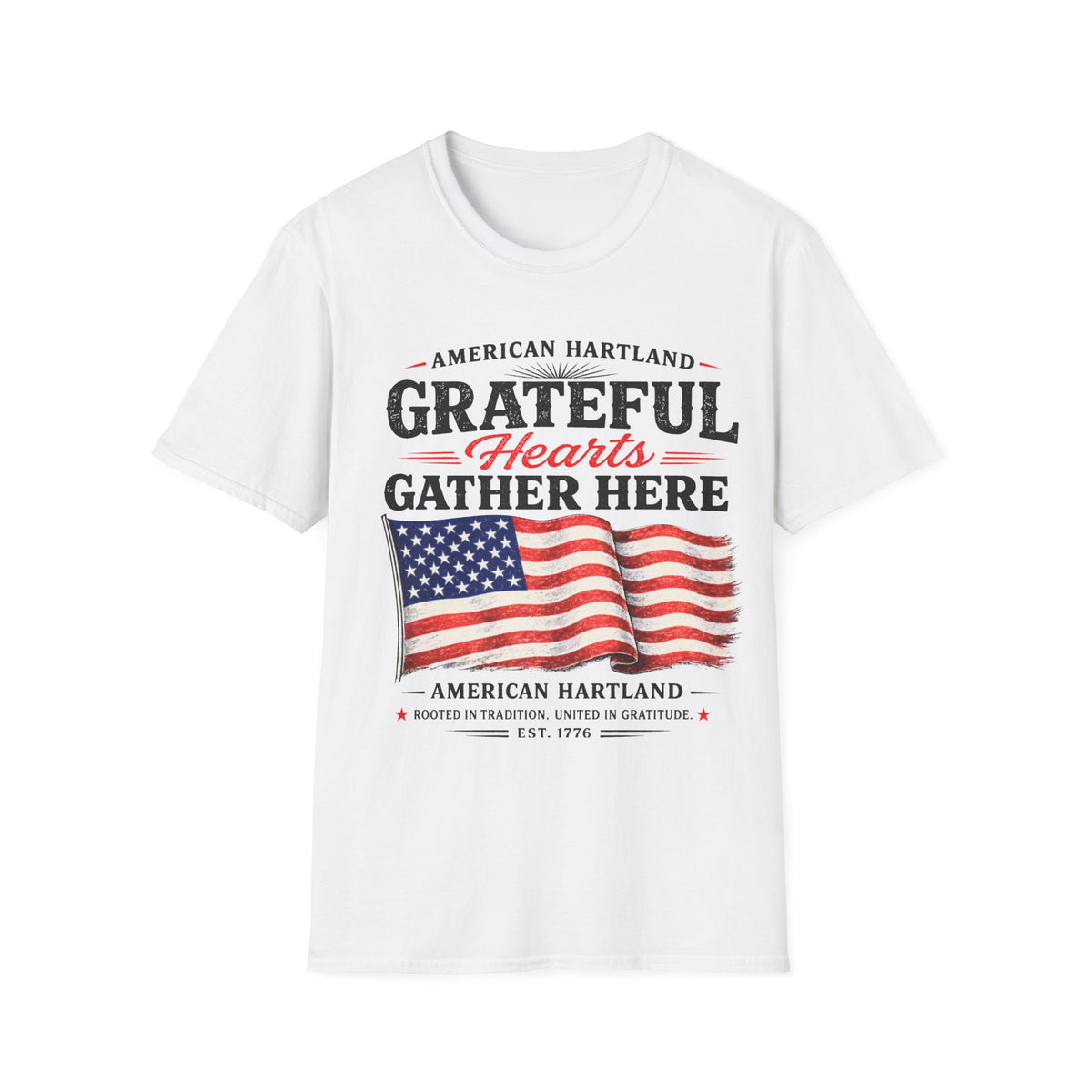 Grateful Hearts Gather Here Flag T-Shirt