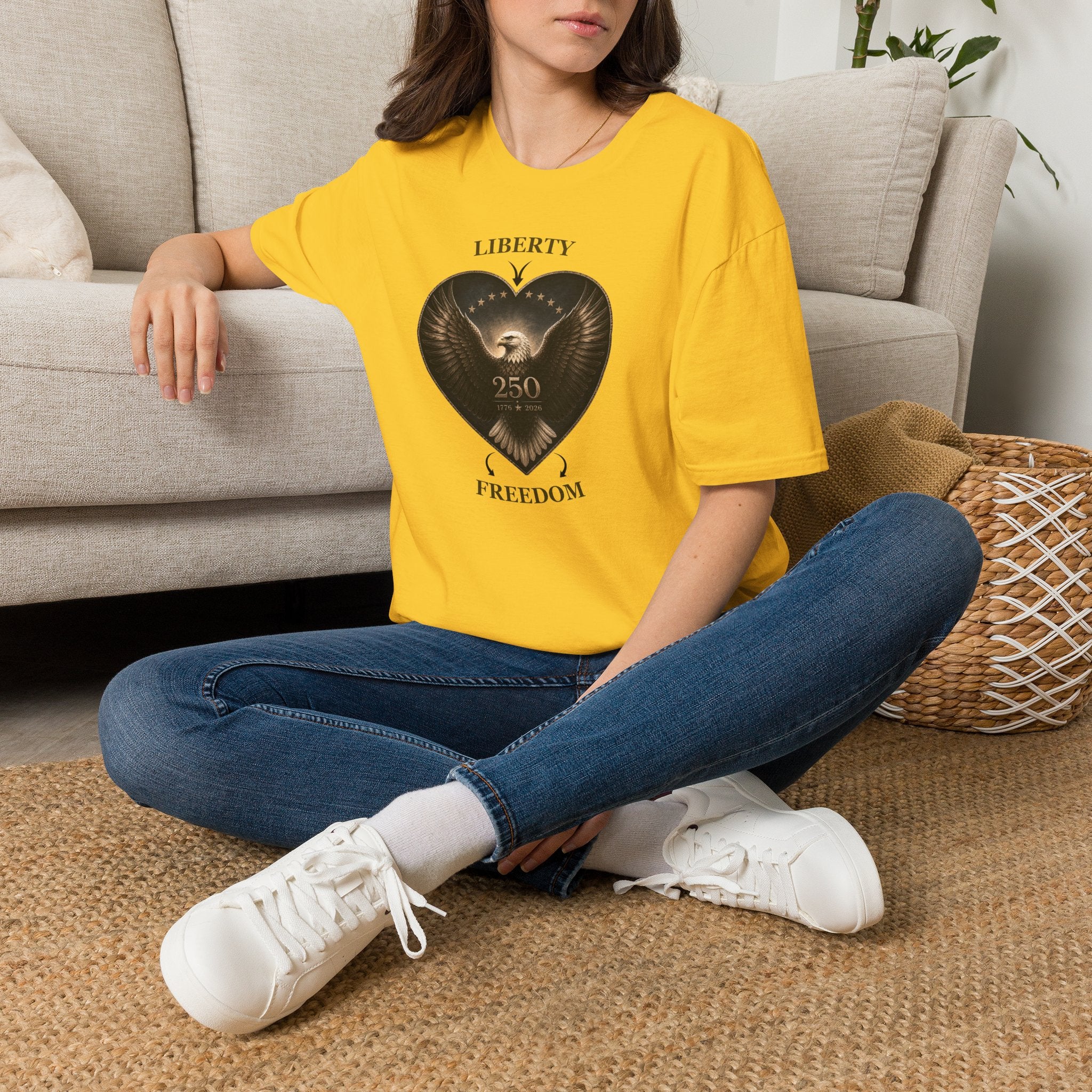 Liberty Heart Eagle T-Shirt — "Liberty 250" Patriotic Freedom Tee