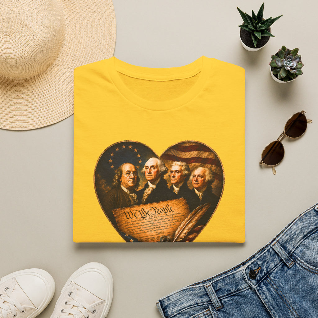 Patriotic Founding Fathers Heart T-Shirt — We the People Constitution Design