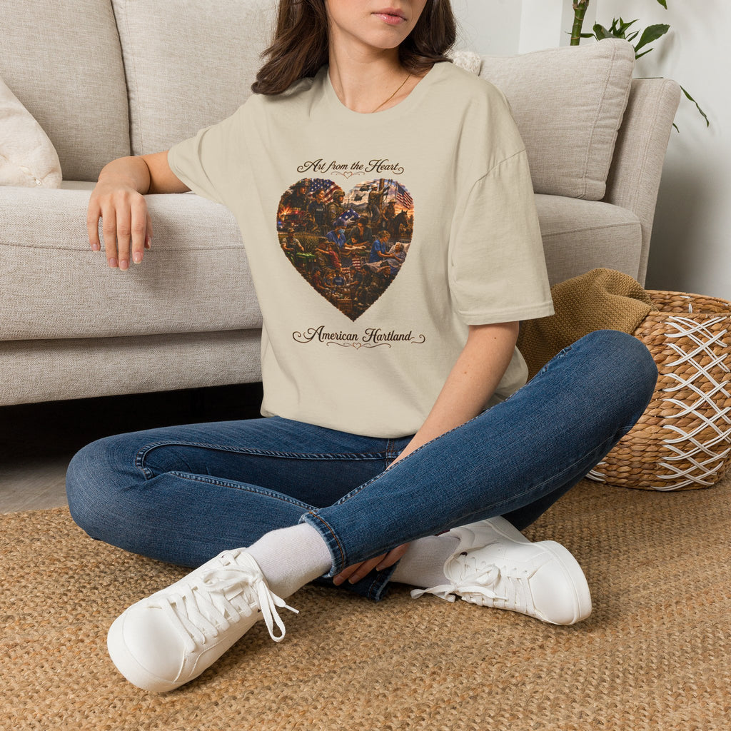 Heart-Shaped Americana Art T-Shirt — "Art from the Heart" Graphic Tee