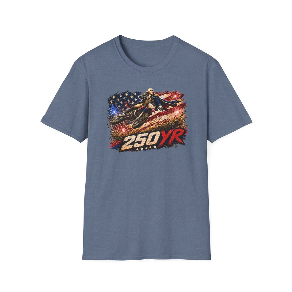 250YR American Flag Motorcycle T‑Shirt — Patriotic Biker Tee