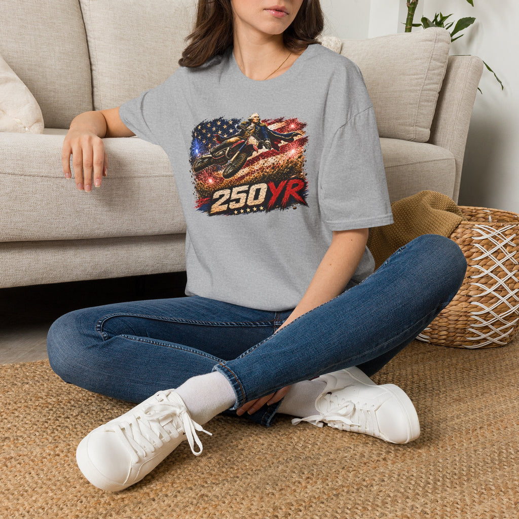 250YR American Flag Motorcycle T‑Shirt — Patriotic Biker Tee