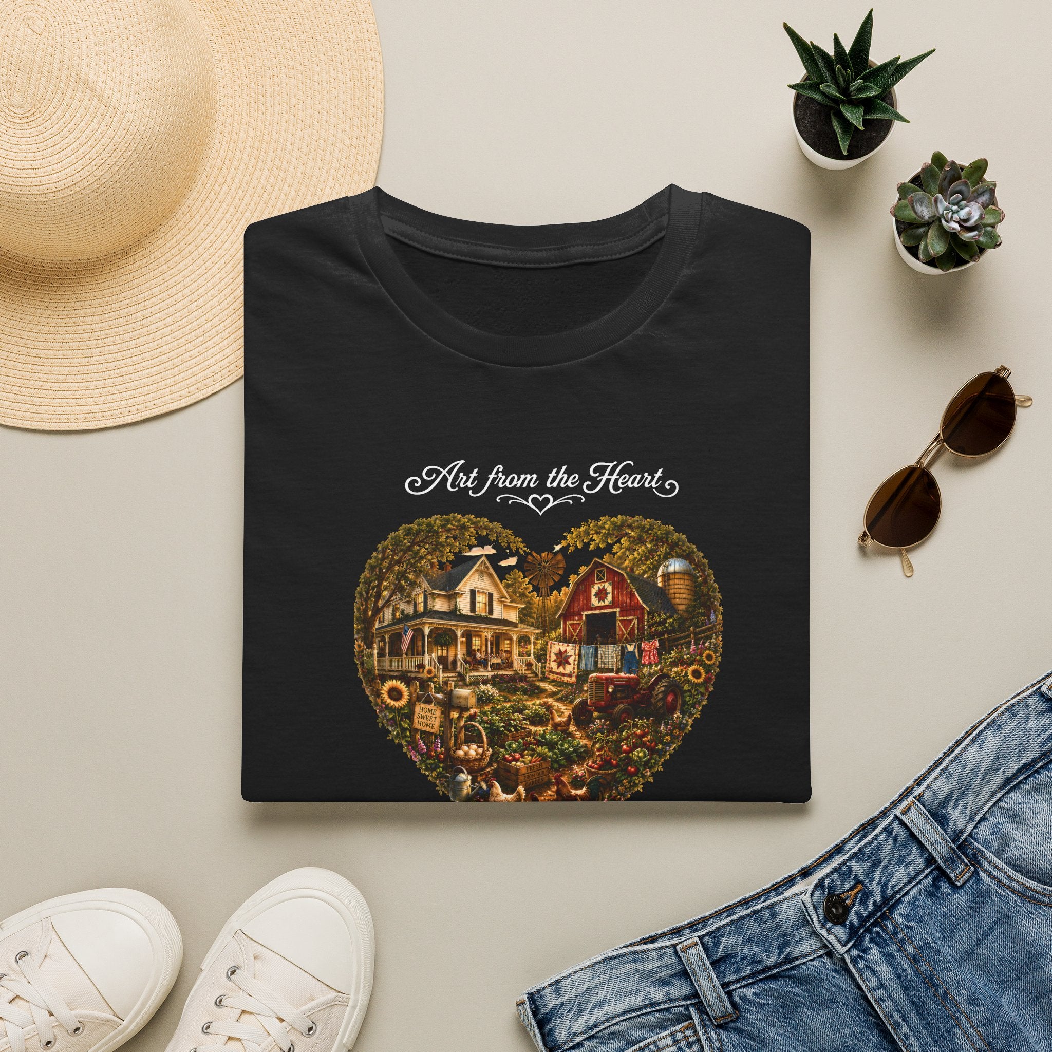 Heartland Farm Heart Graphic T-Shirt — "Art from the Heart" Rustic Cottage Tee