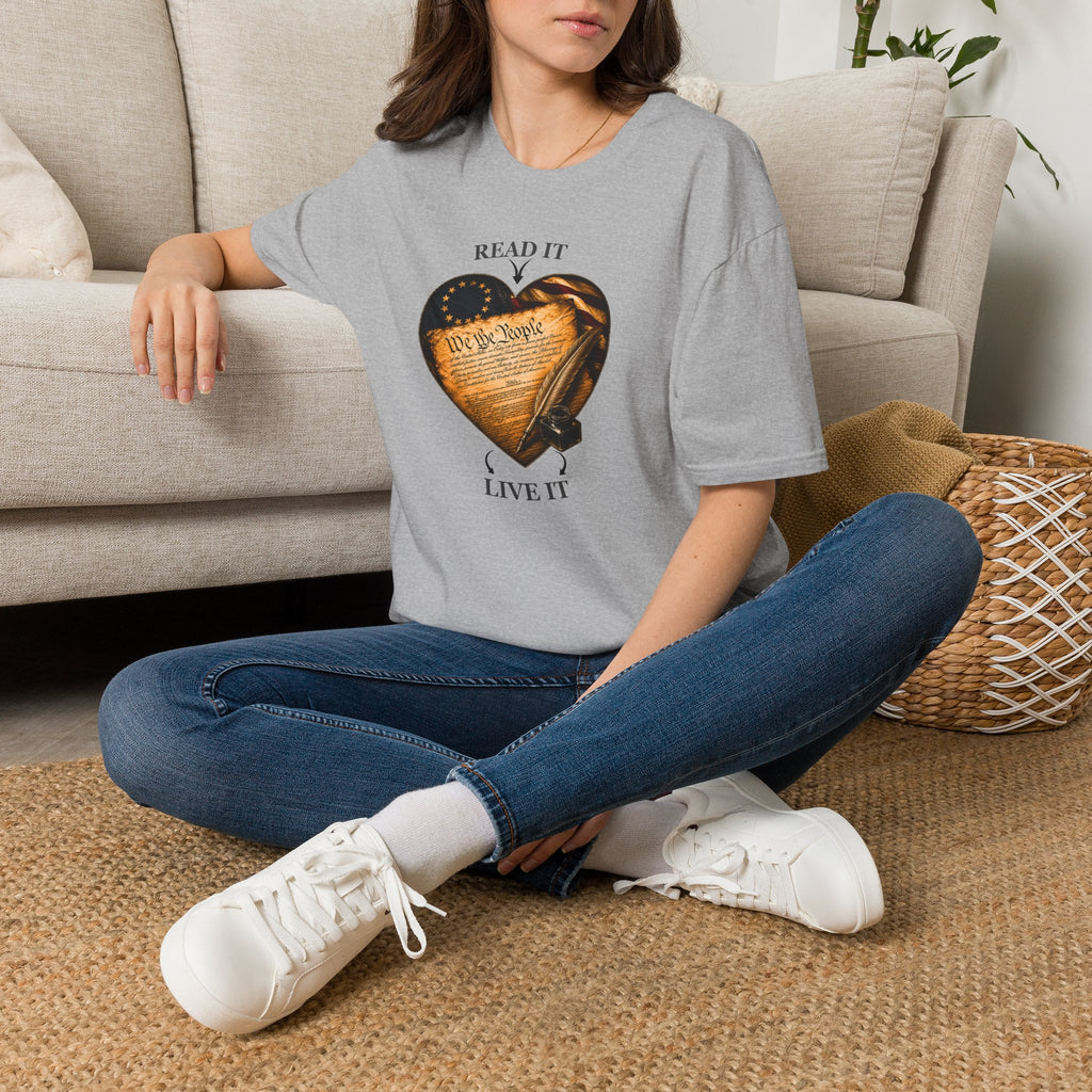 T-Shirt — "Read It, Live It" Constitution Heart Tee