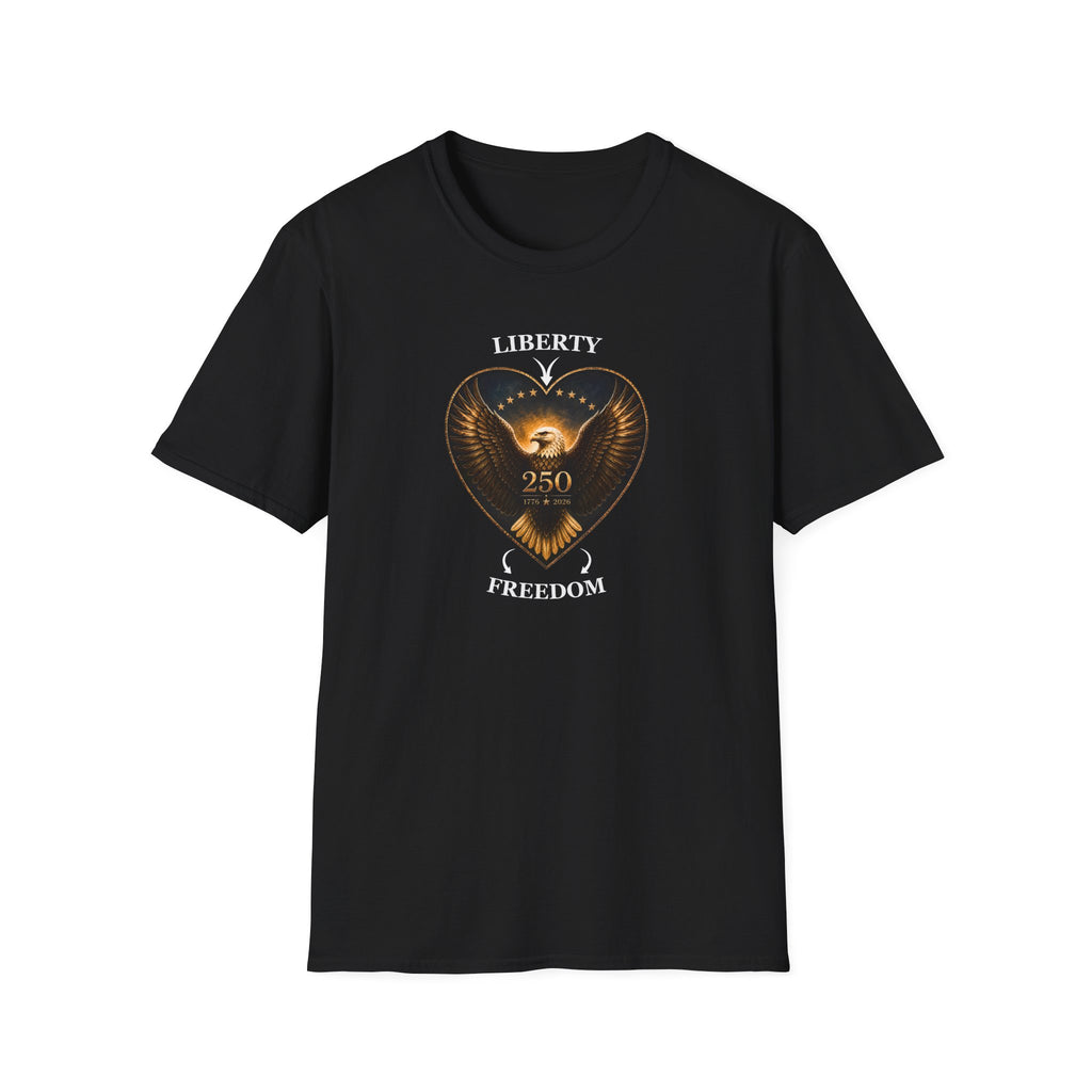 Liberty Heart Eagle T-Shirt — "Liberty 250" Patriotic Freedom Tee