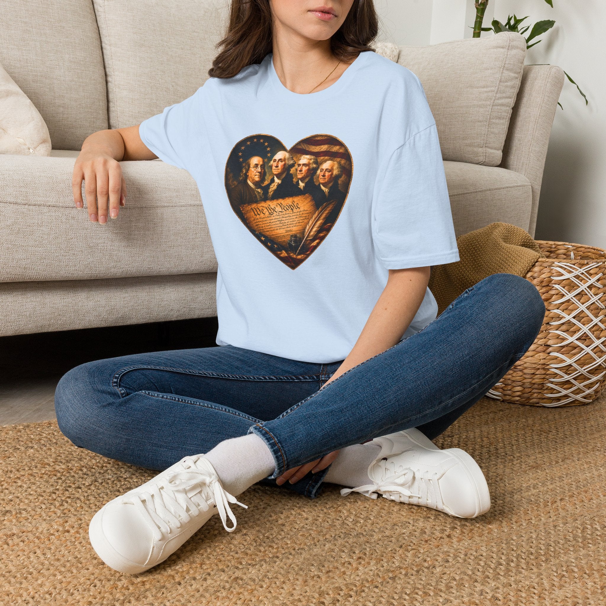 Patriotic Founding Fathers Heart T-Shirt — We the People Constitution Design