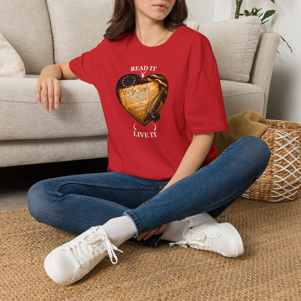T-Shirt — "Read It, Live It" Constitution Heart Tee