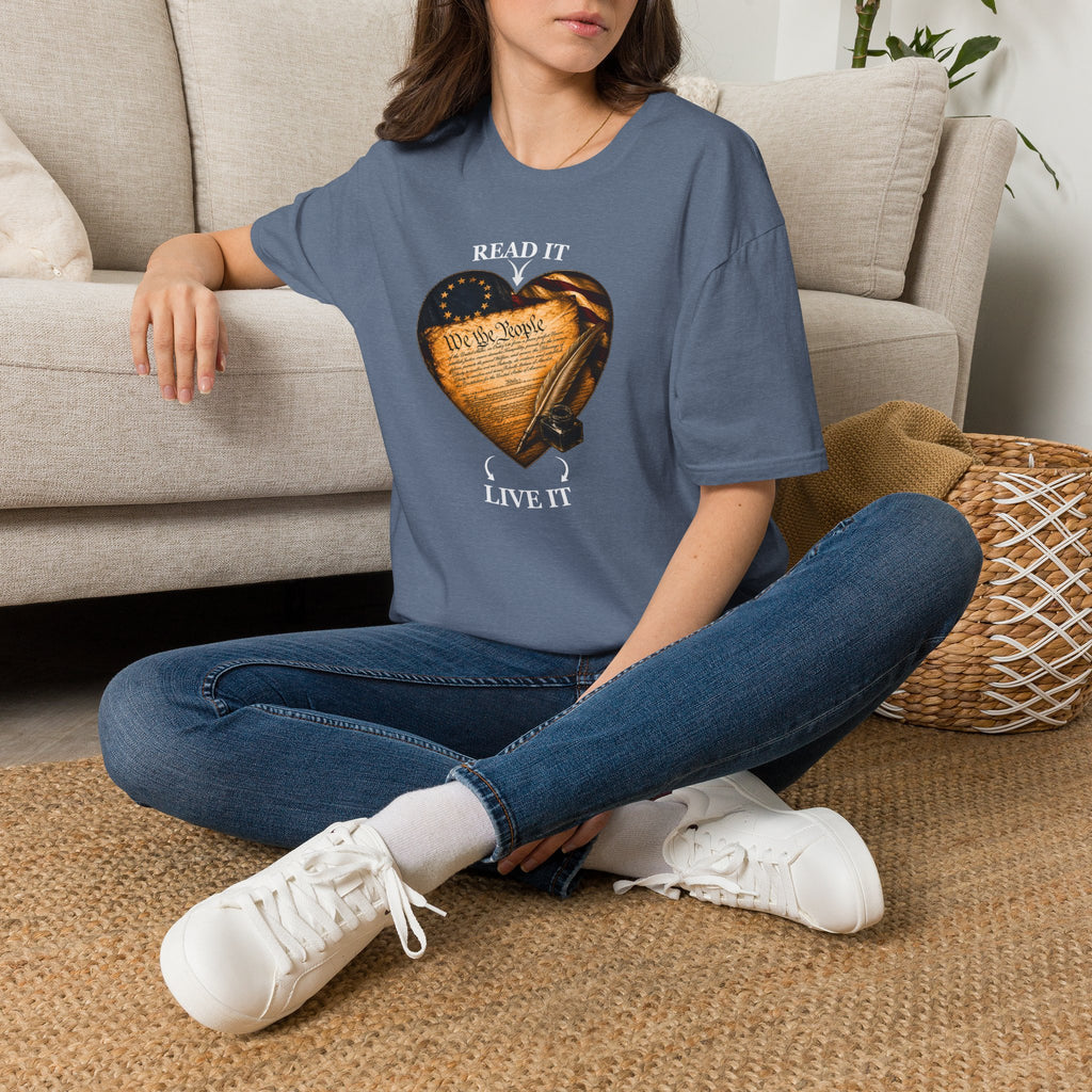 T-Shirt — "Read It, Live It" Constitution Heart Tee