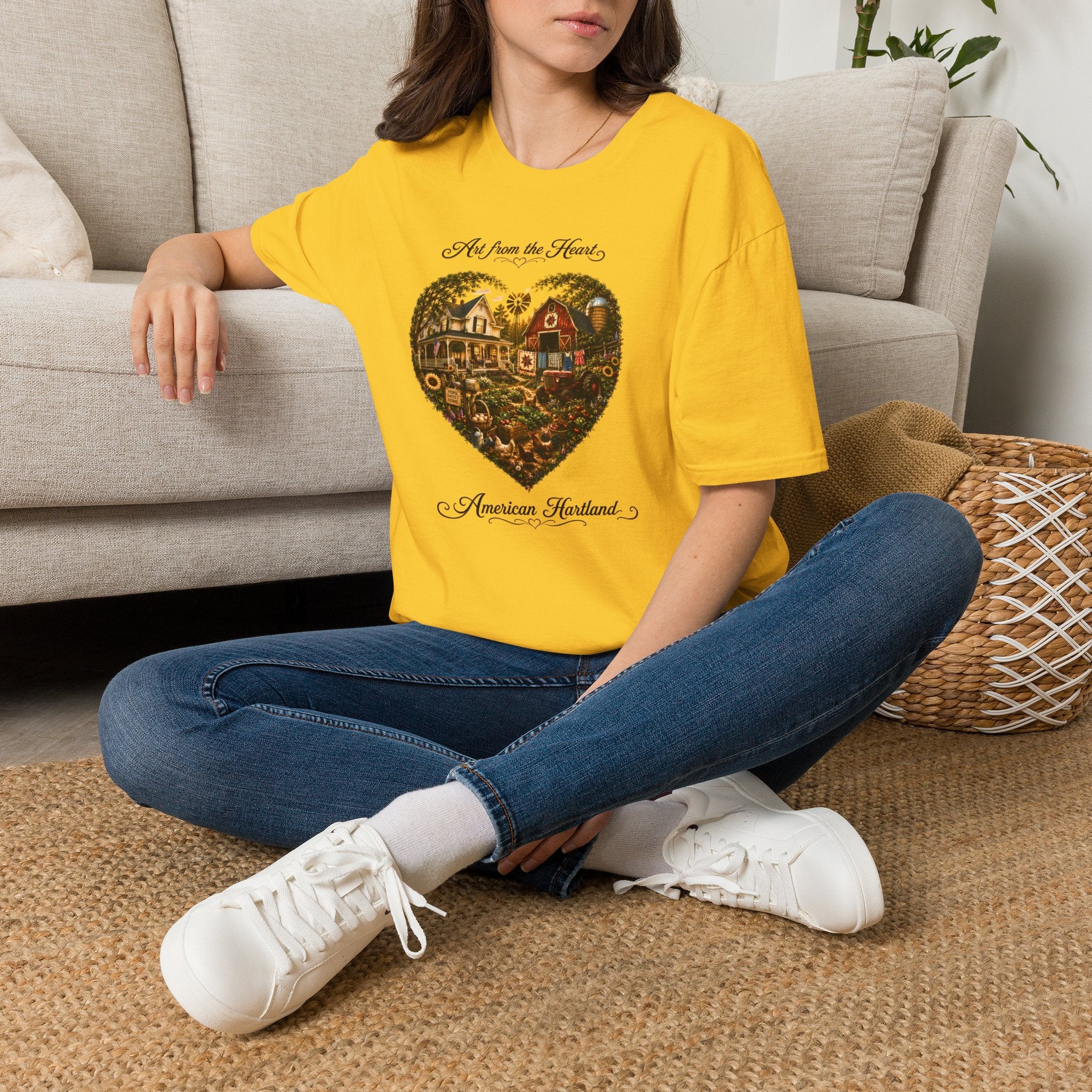 Heartland Farm Heart Graphic T-Shirt — "Art from the Heart" Rustic Cottage Tee