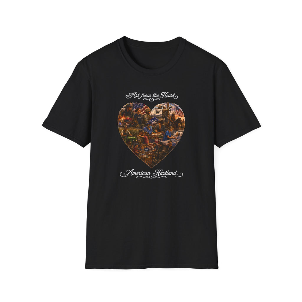 Heart-Shaped Americana Art T-Shirt — "Art from the Heart" Graphic Tee