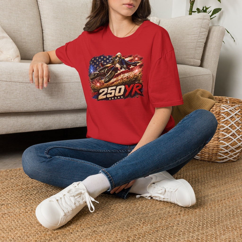 250YR American Flag Motorcycle T‑Shirt — Patriotic Biker Tee