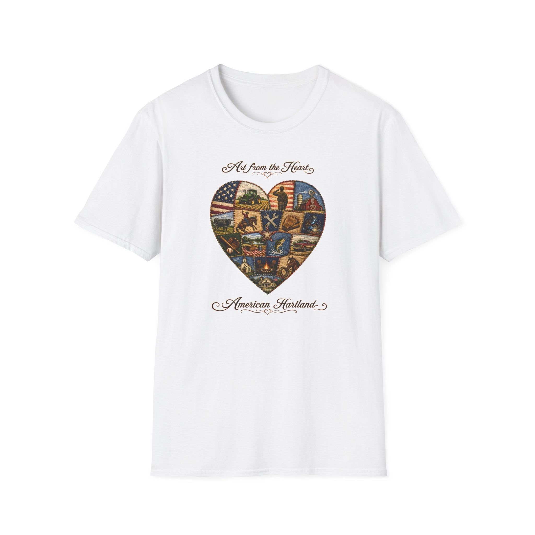 T-Shirt — "Art from the Heart, An American Heartland" Heart Collage Patriotic Tee