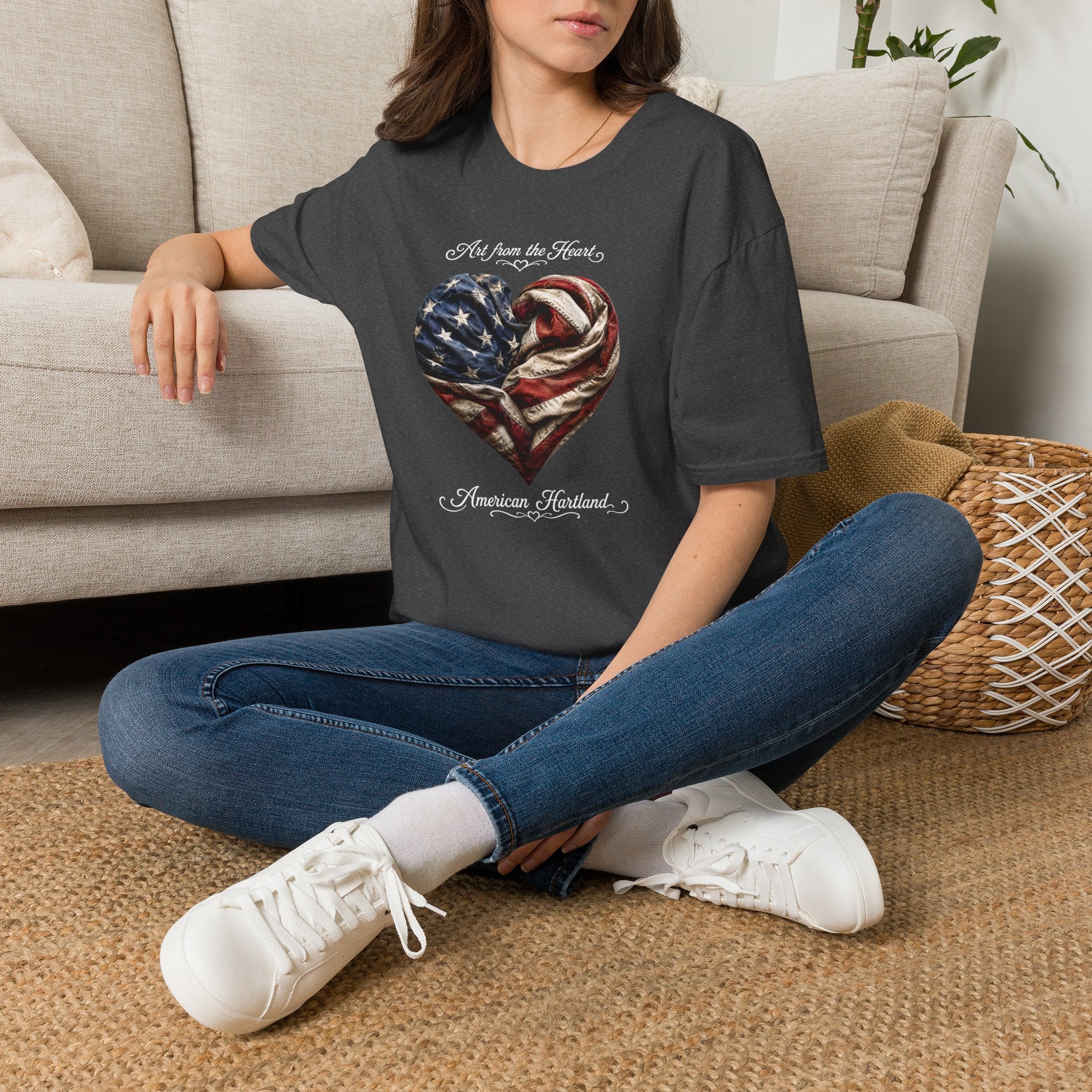 Patriotic Heart T-Shirt — “Art From the Heart” American Flag Tee