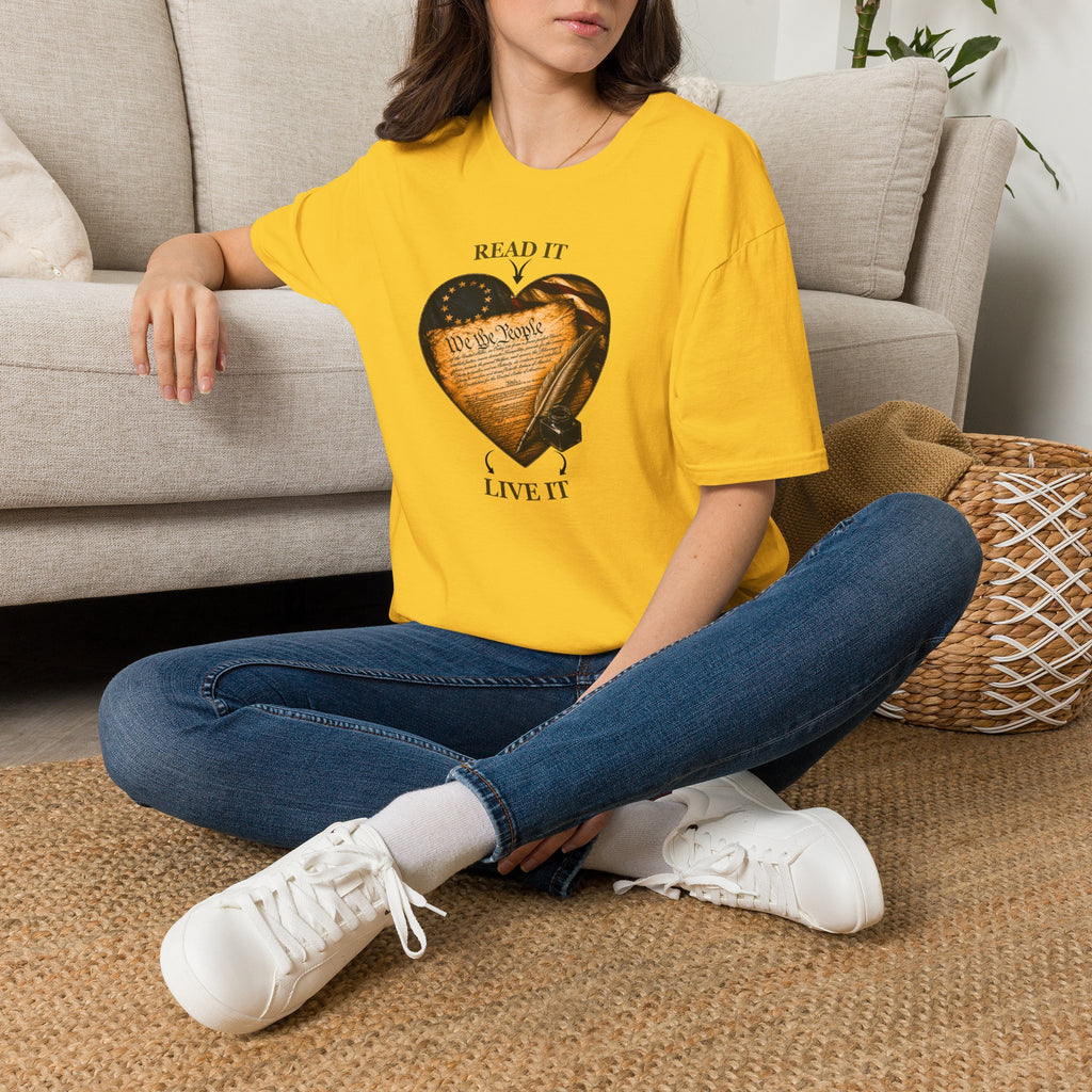 T-Shirt — "Read It, Live It" Constitution Heart Tee
