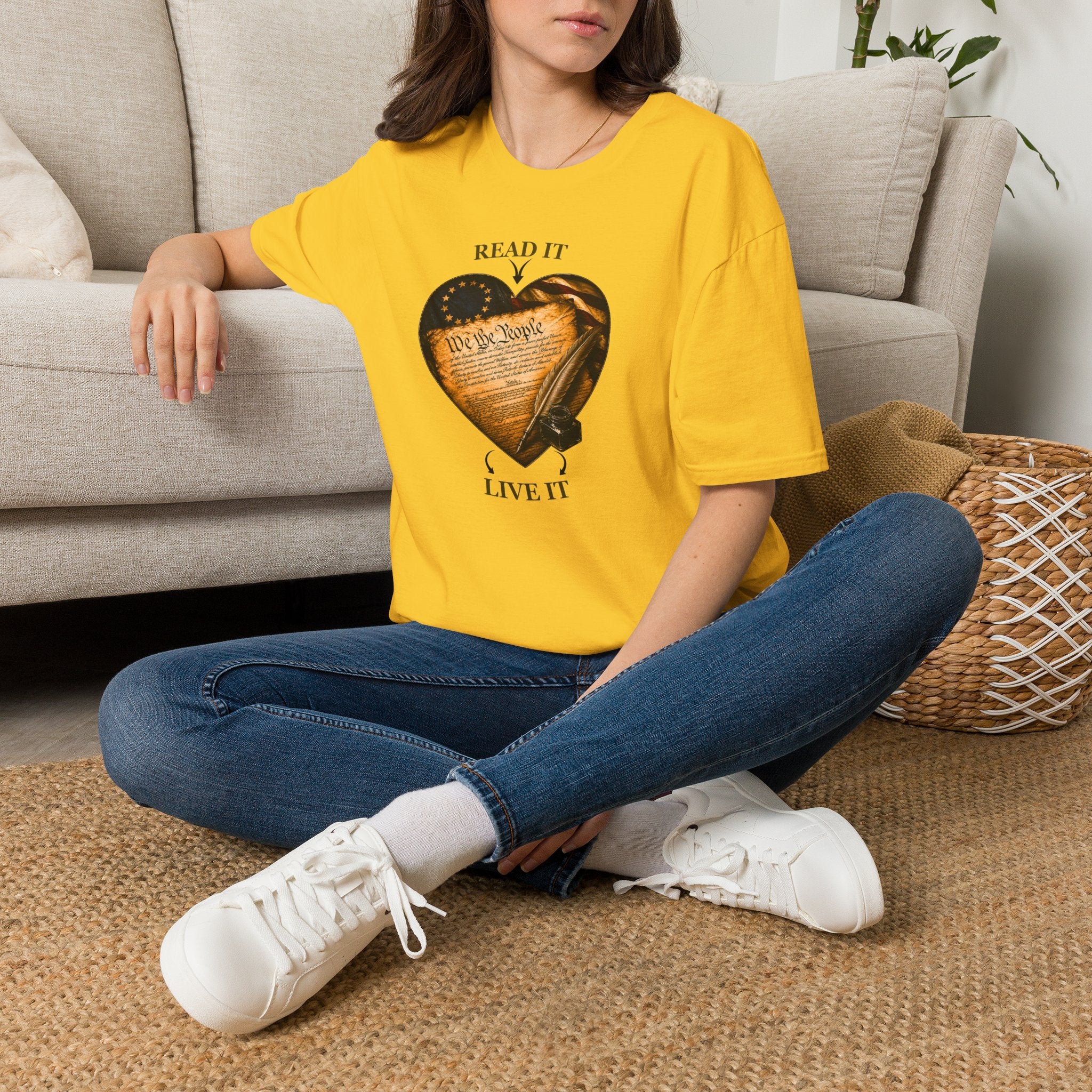 T-Shirt — "Read It, Live It" Constitution Heart Tee