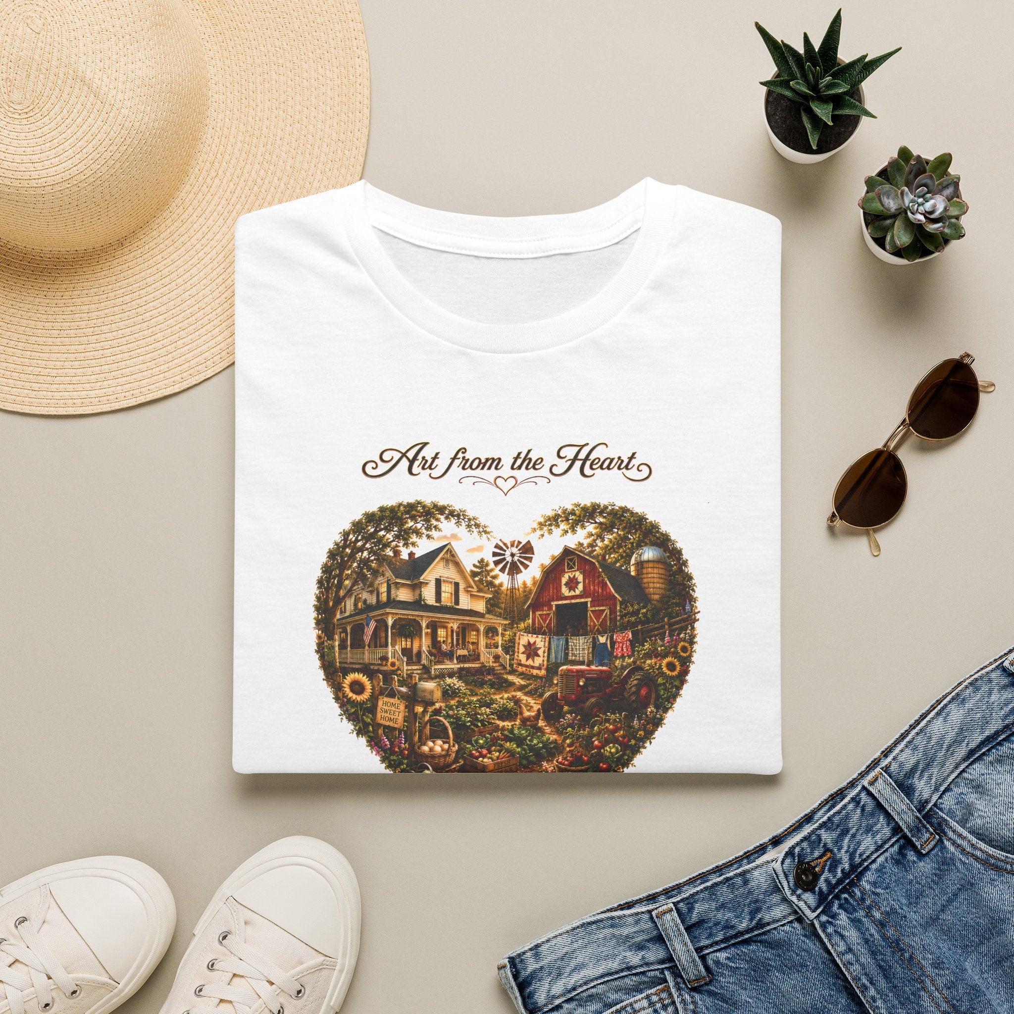 Heartland Farm Heart Graphic T-Shirt — "Art from the Heart" Rustic Cottage Tee