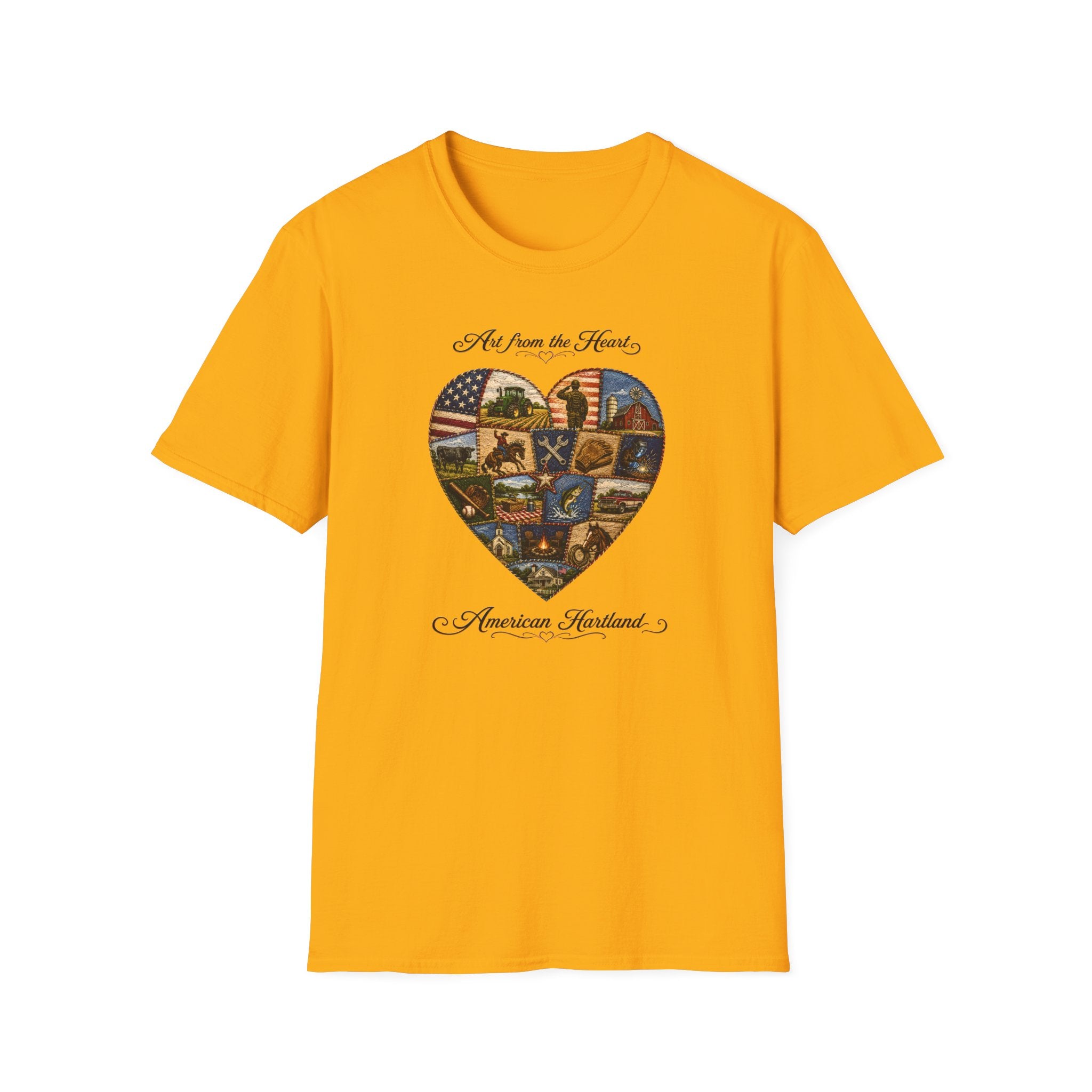 T-Shirt — "Art from the Heart, An American Heartland" Heart Collage Patriotic Tee