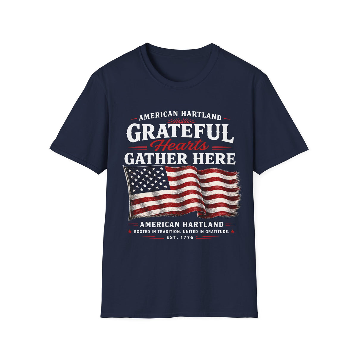 Grateful Hearts Gather Here Flag T-Shirt