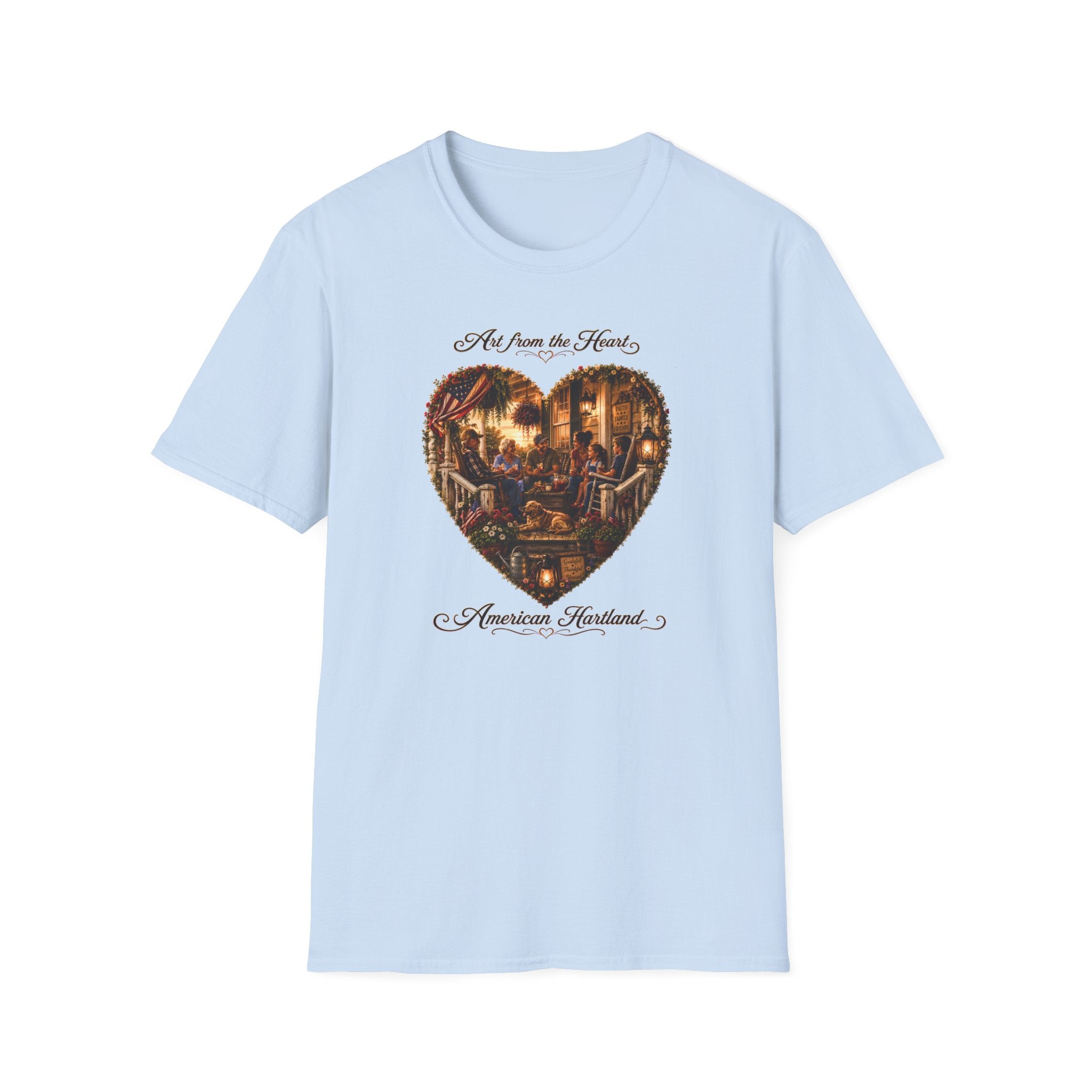 Art from the Heart Heart-Shaped Vintage Family Scene T-Shirt
