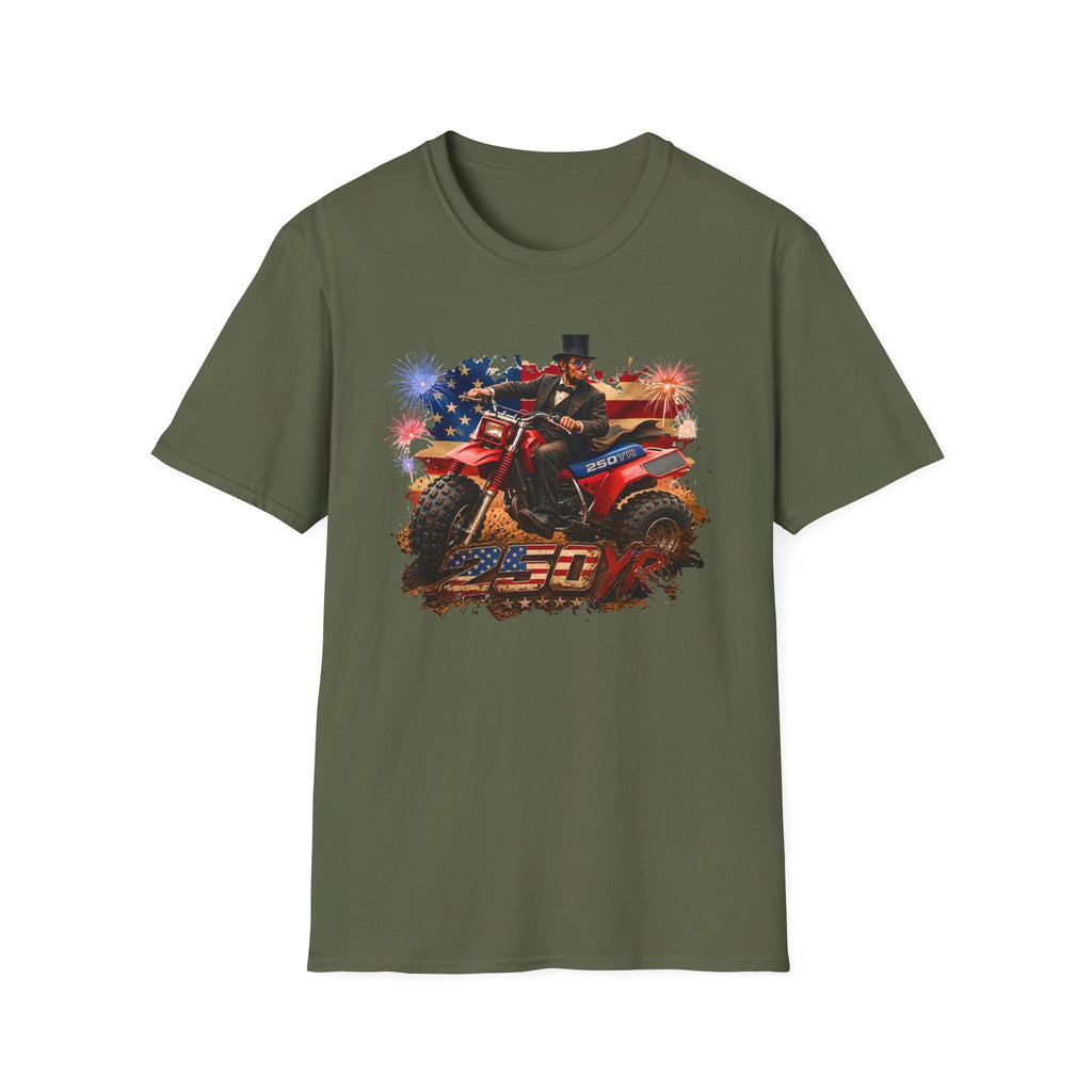 Patriotic Lincoln Riding ATV T-Shirt — 4th of July Veteran Americana Tee